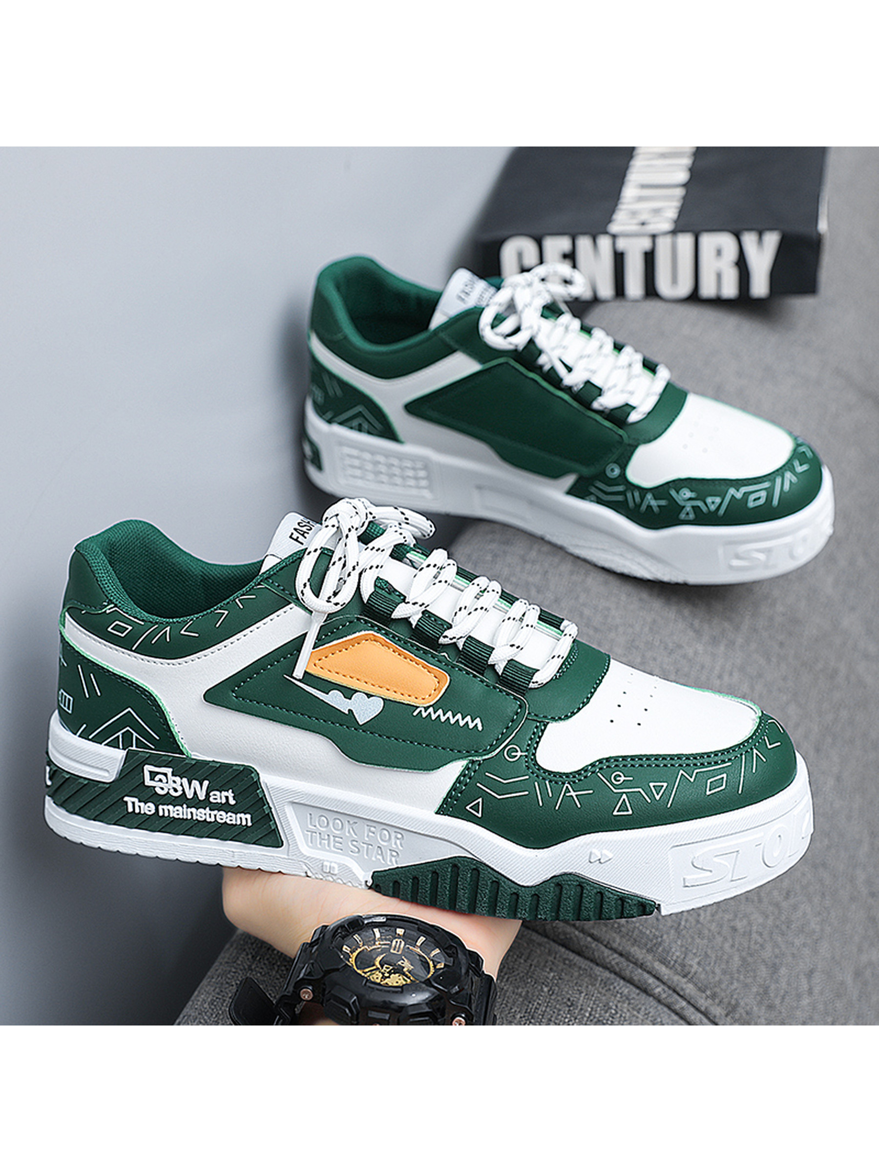 Men PU Lace-Up Sneakers