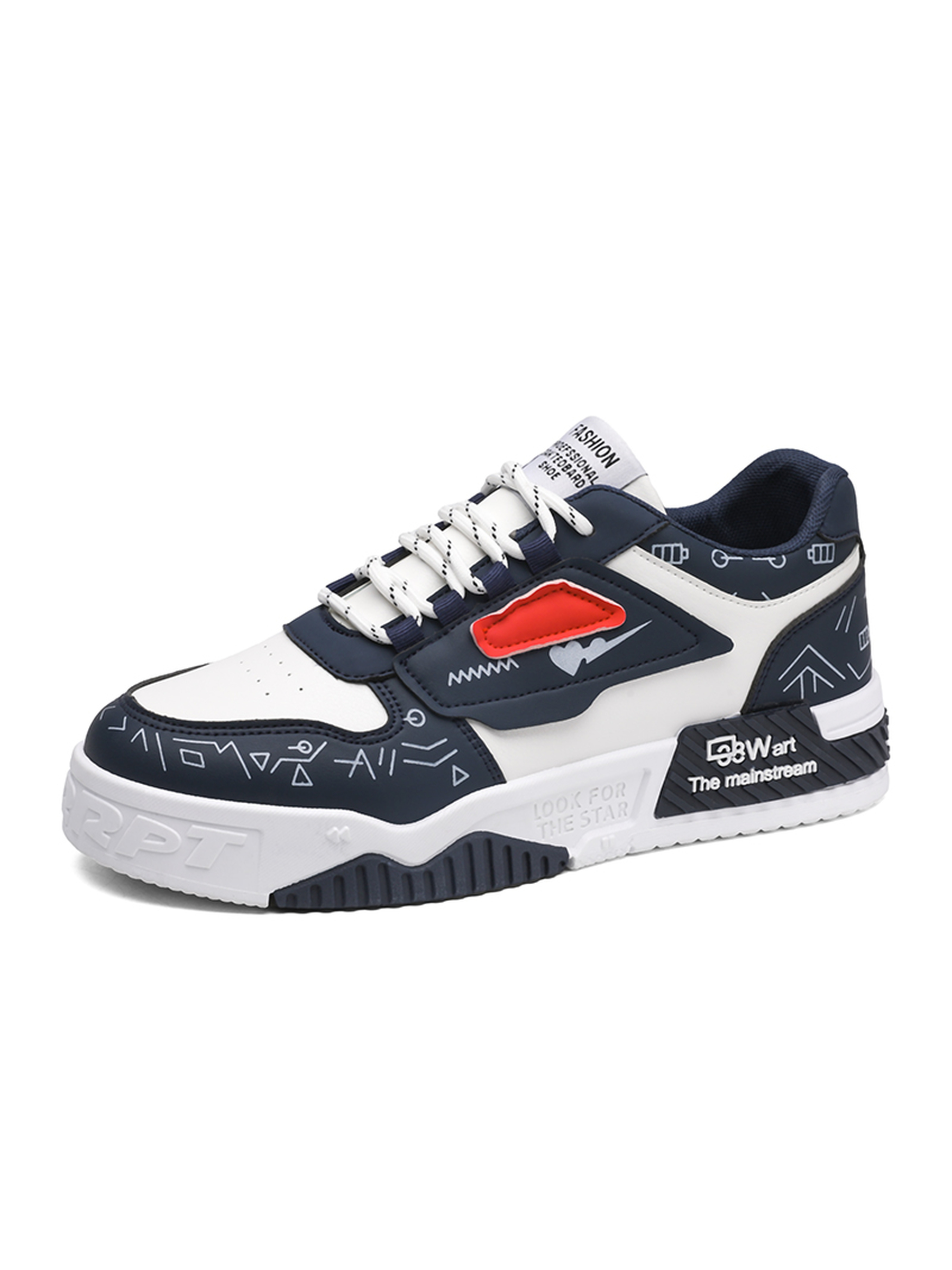 Men PU Lace-Up Sneakers