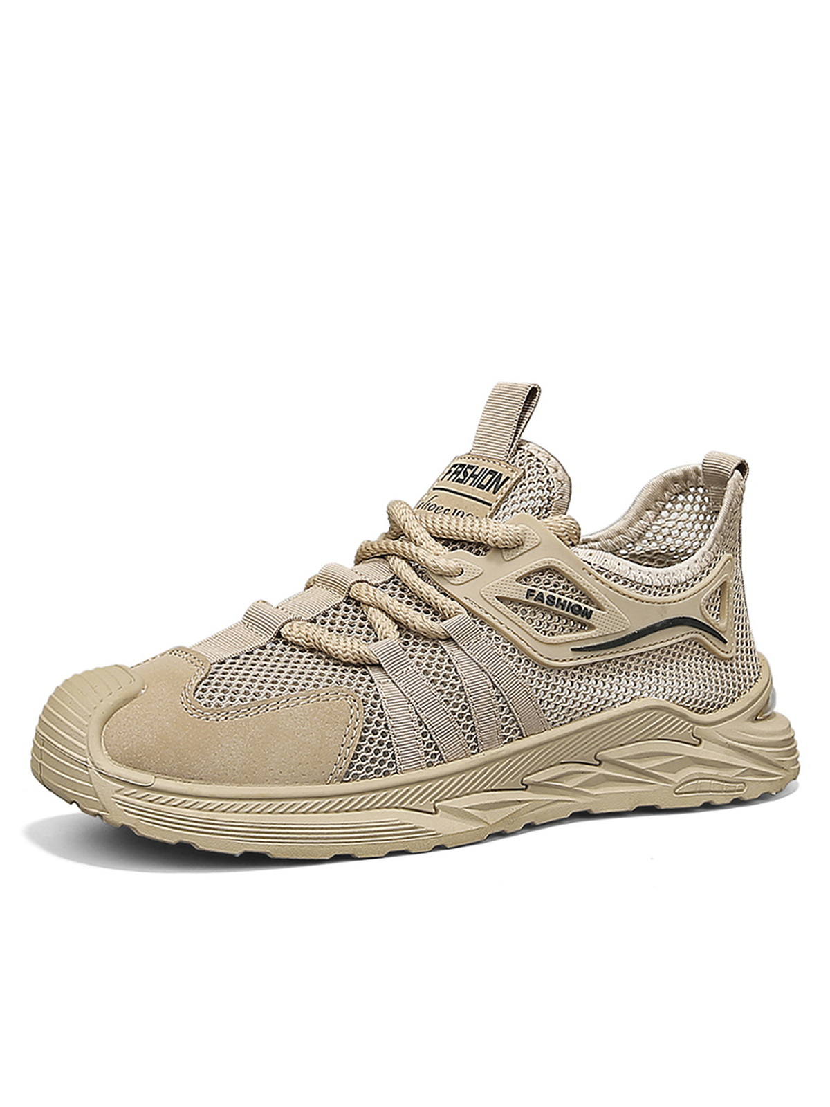 Khaki Breathable Mesh Sports Sneakers