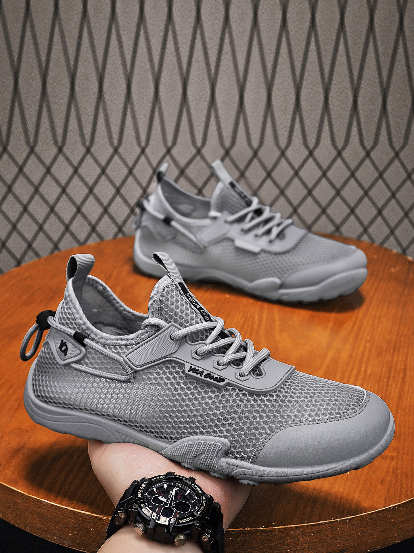 Men Textile Drawcord Lace-Up Sneakers