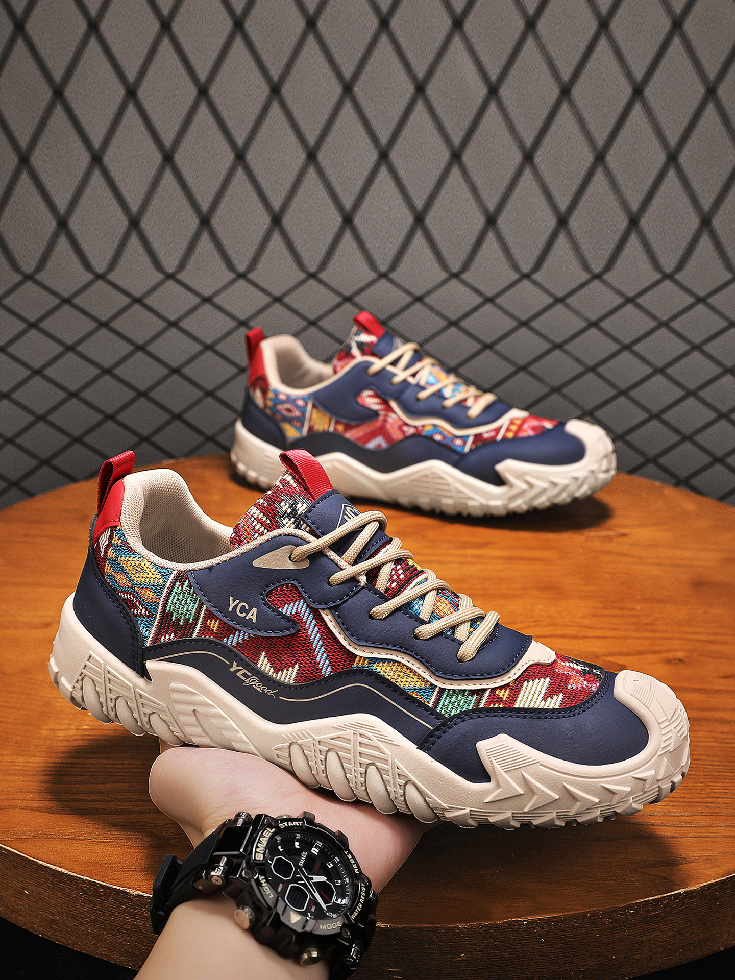 Men Textile Chunky Lace-Up Sneakers