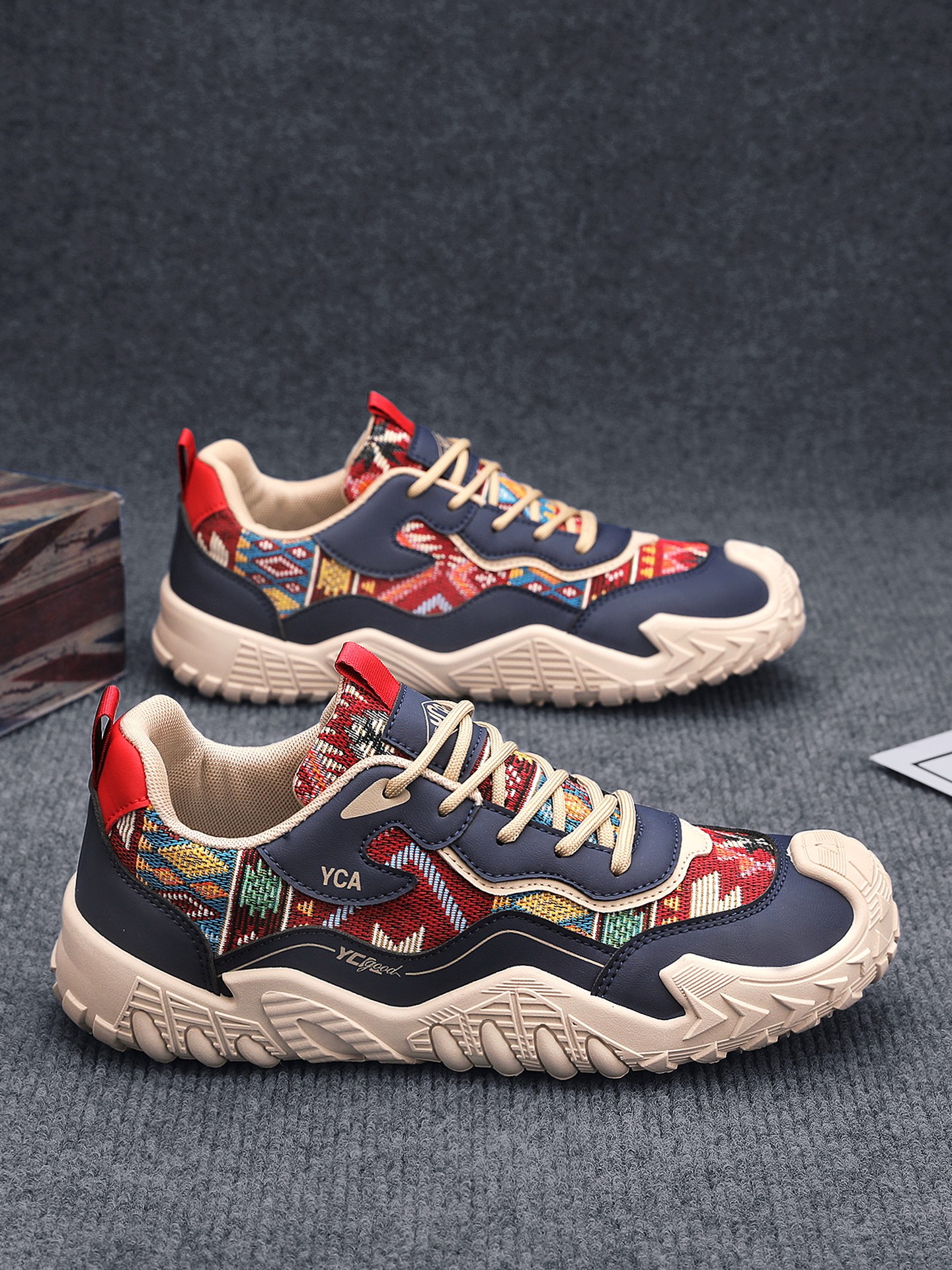 Men Textile Chunky Lace-Up Sneakers
