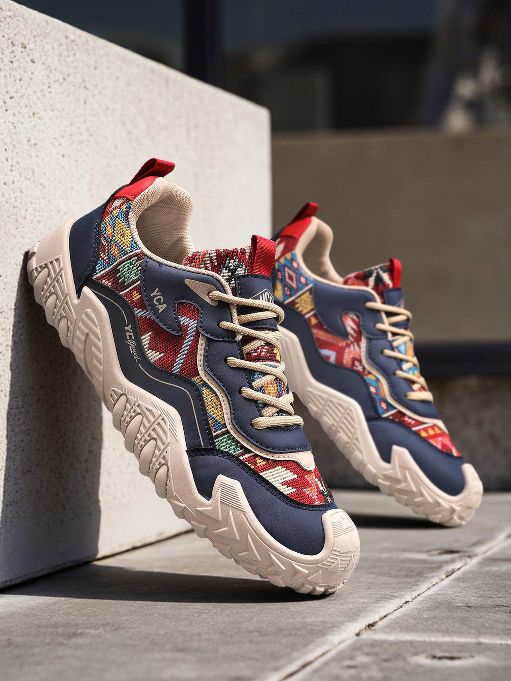 Men Textile Chunky Lace-Up Sneakers