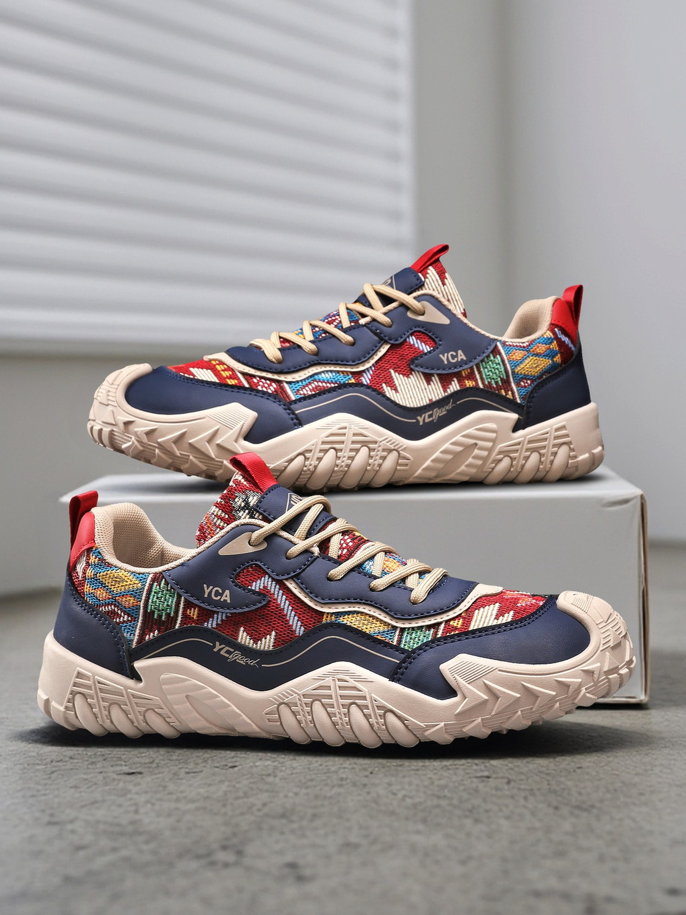Men Textile Chunky Lace-Up Sneakers
