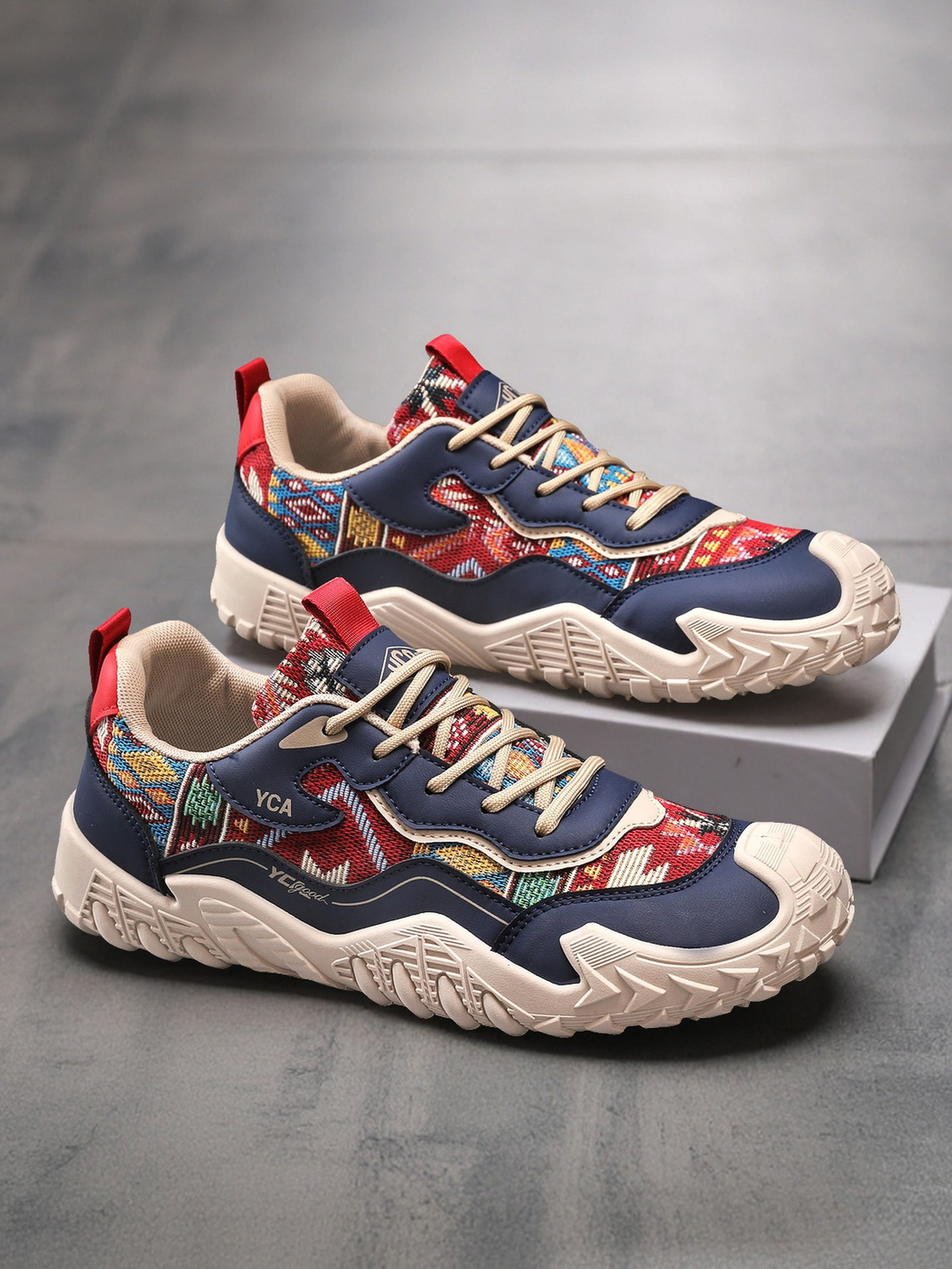 Men Textile Chunky Lace-Up Sneakers
