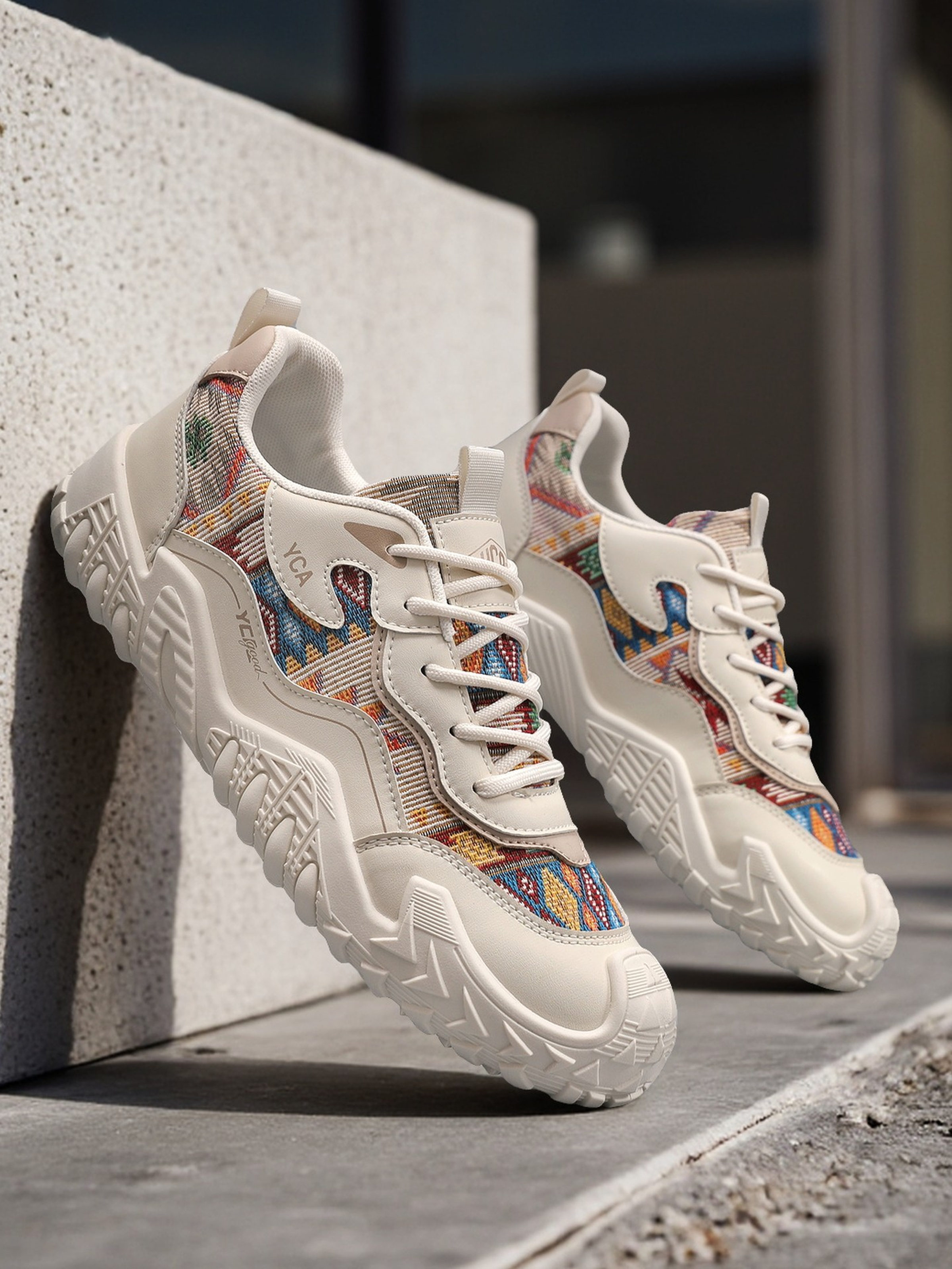 Men Textile Chunky Lace-Up Sneakers