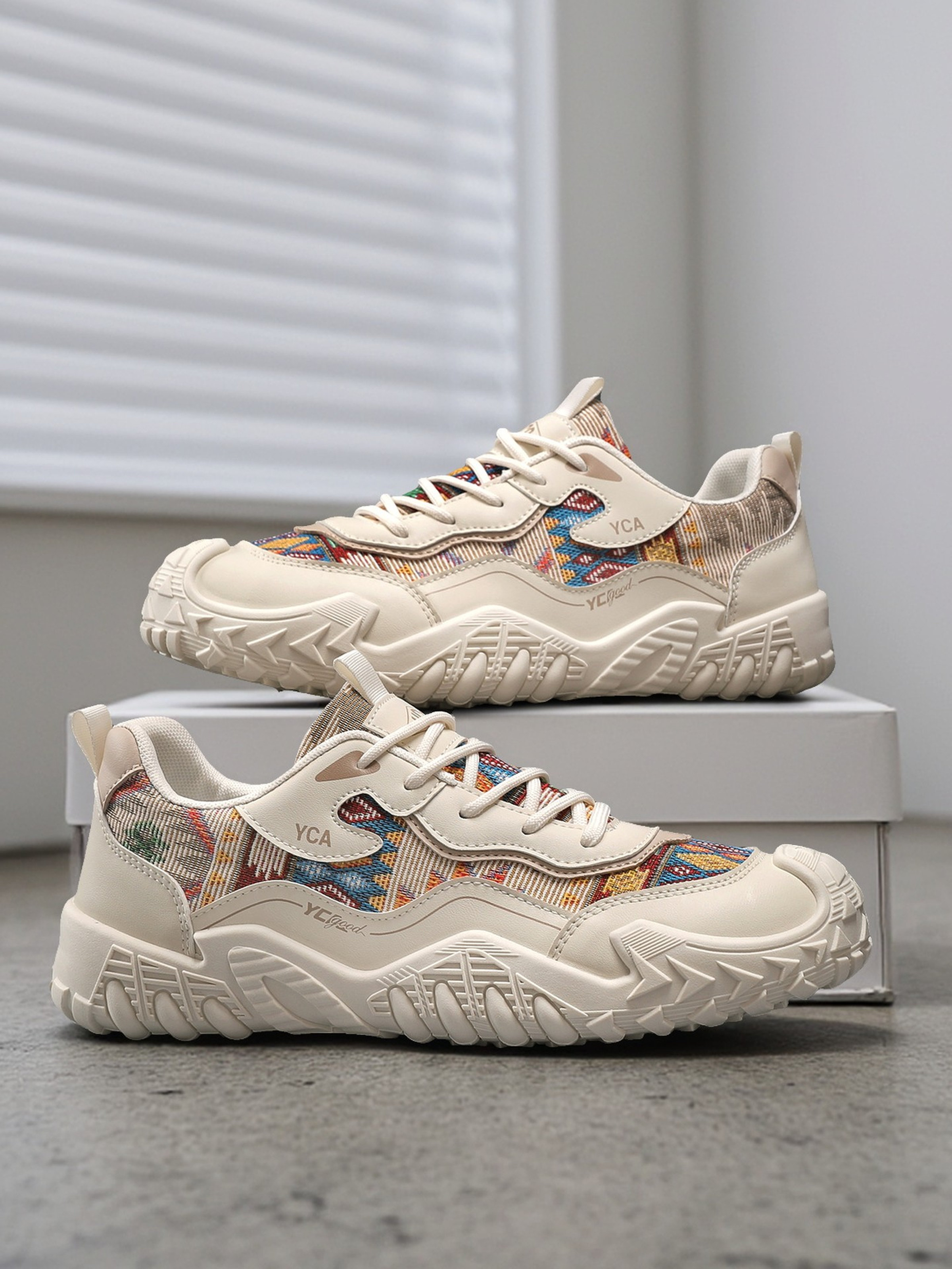 Men Textile Chunky Lace-Up Sneakers