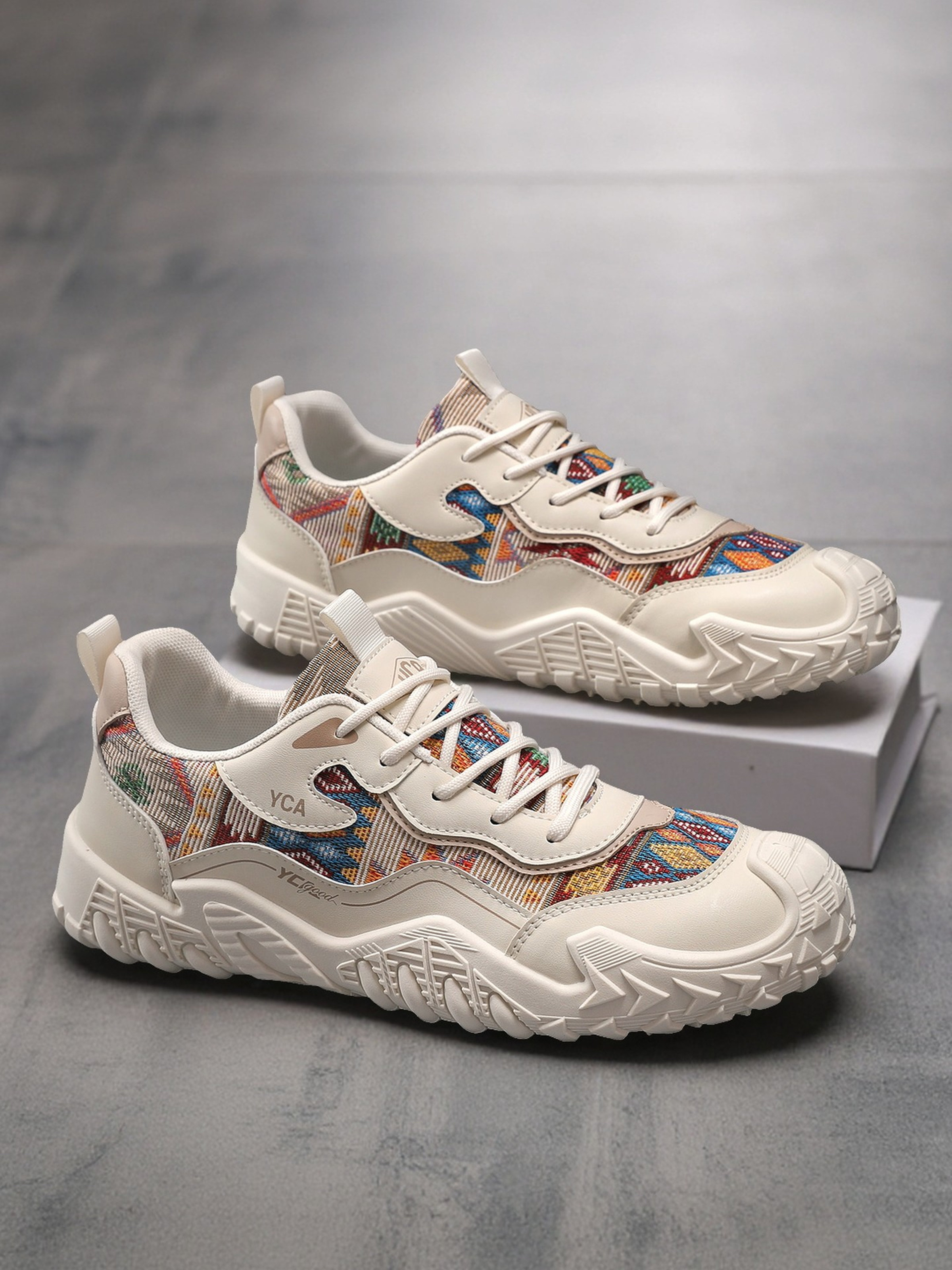 Men Textile Chunky Lace-Up Sneakers