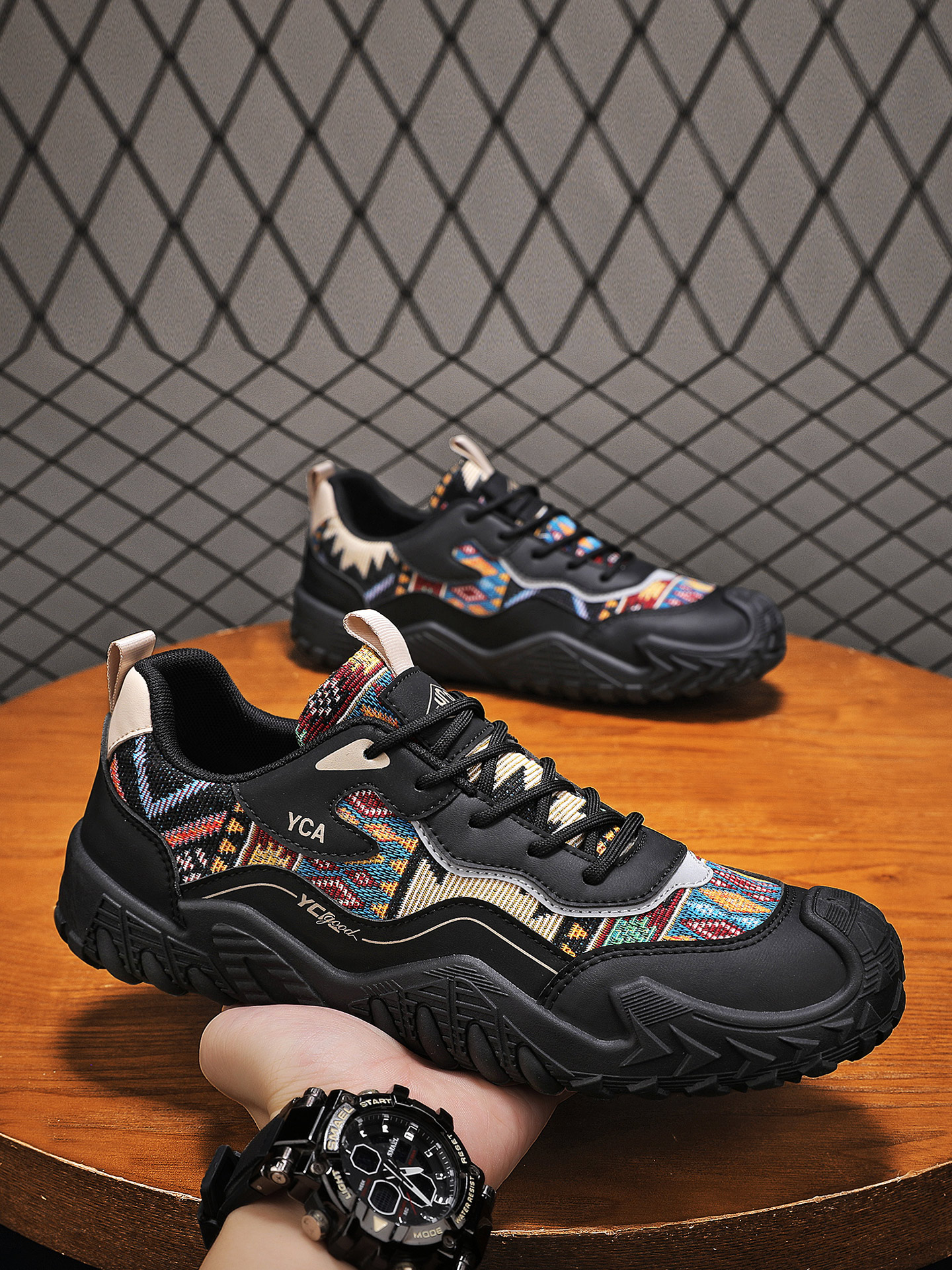 Men Textile Chunky Lace-Up Sneakers