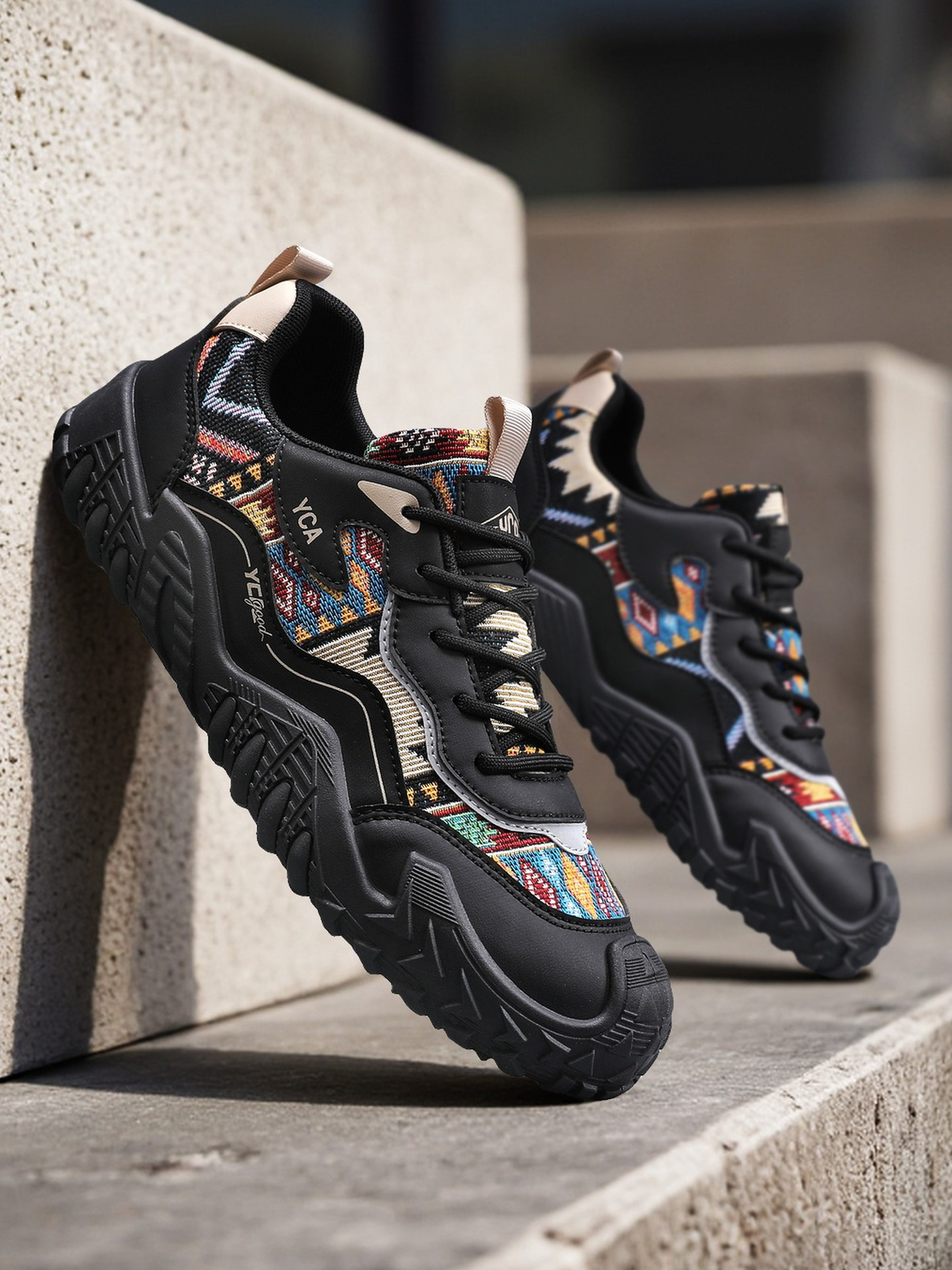 Men Textile Chunky Lace-Up Sneakers