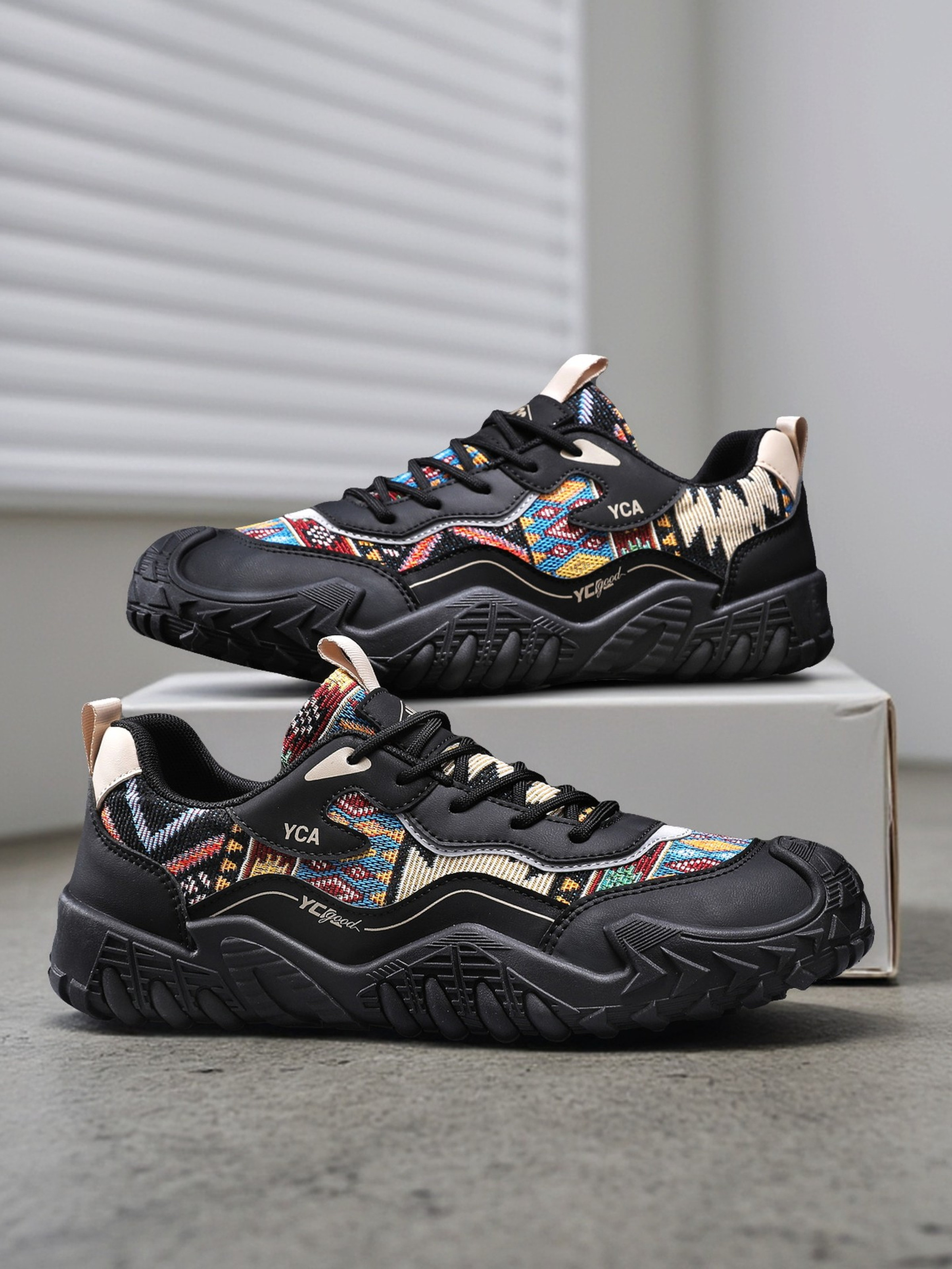 Men Textile Chunky Lace-Up Sneakers