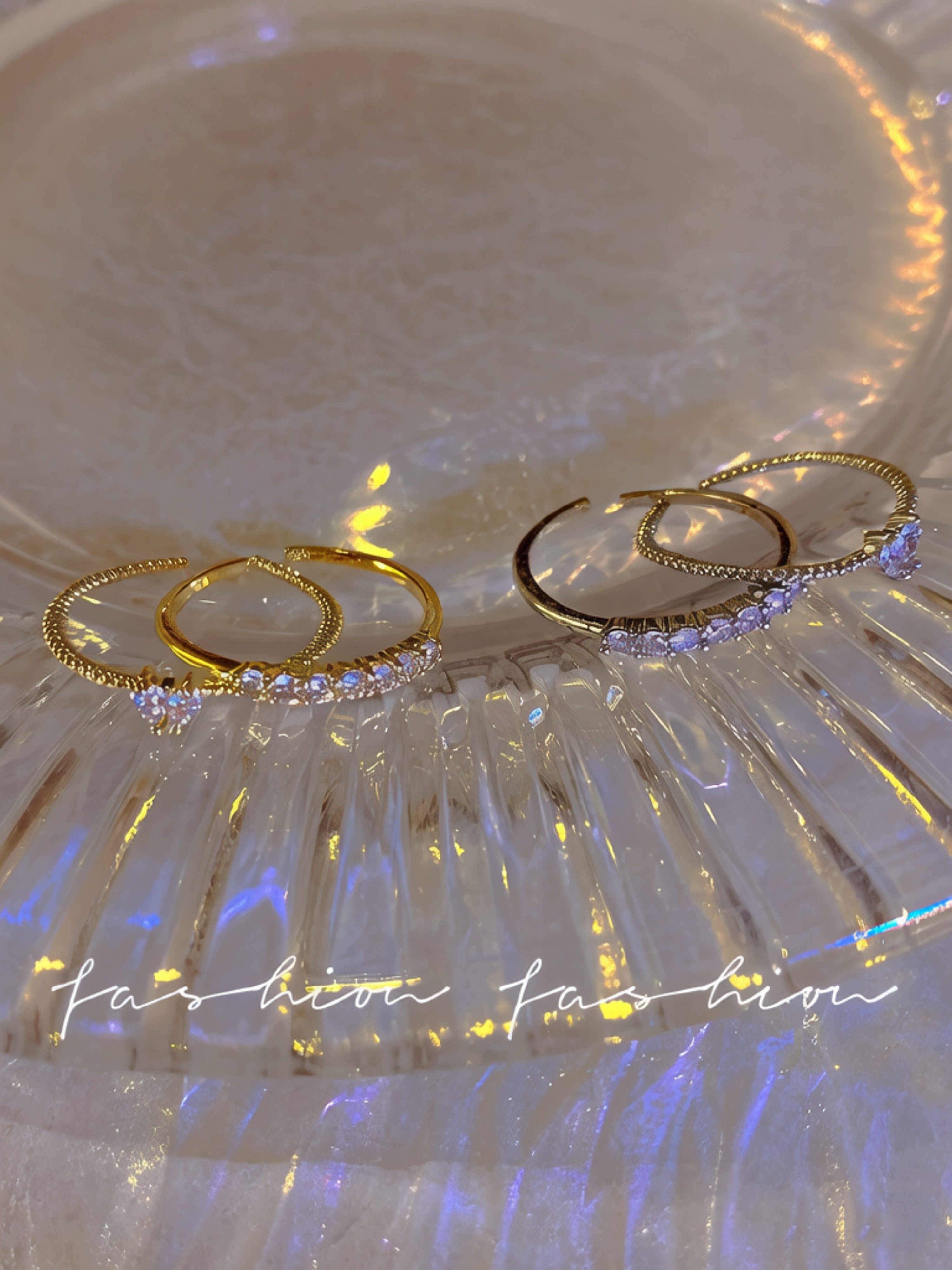 Aquamarine and Cubic Zirconia Heart Rings Set