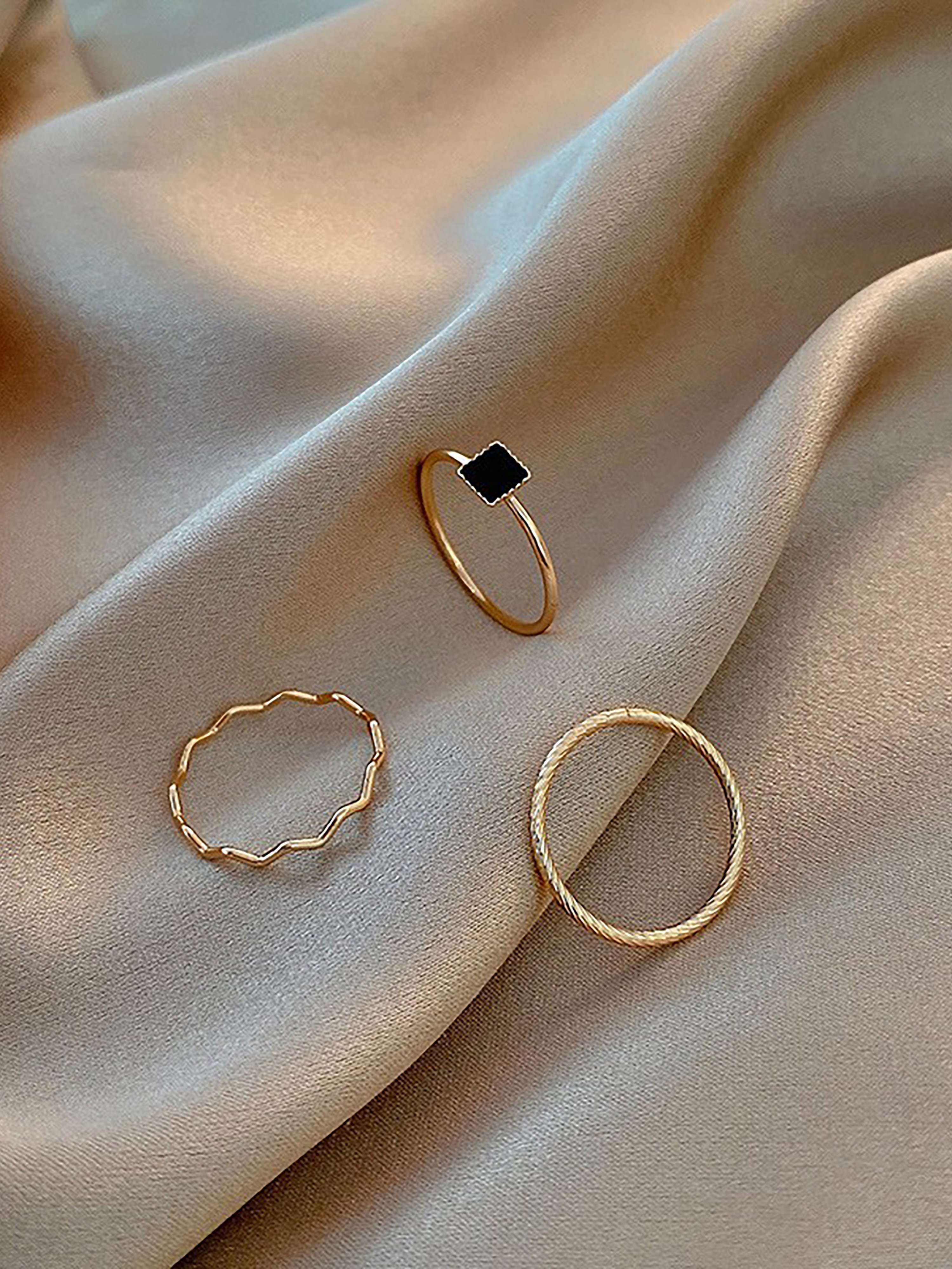 Gold Plated Stackable Rings Set