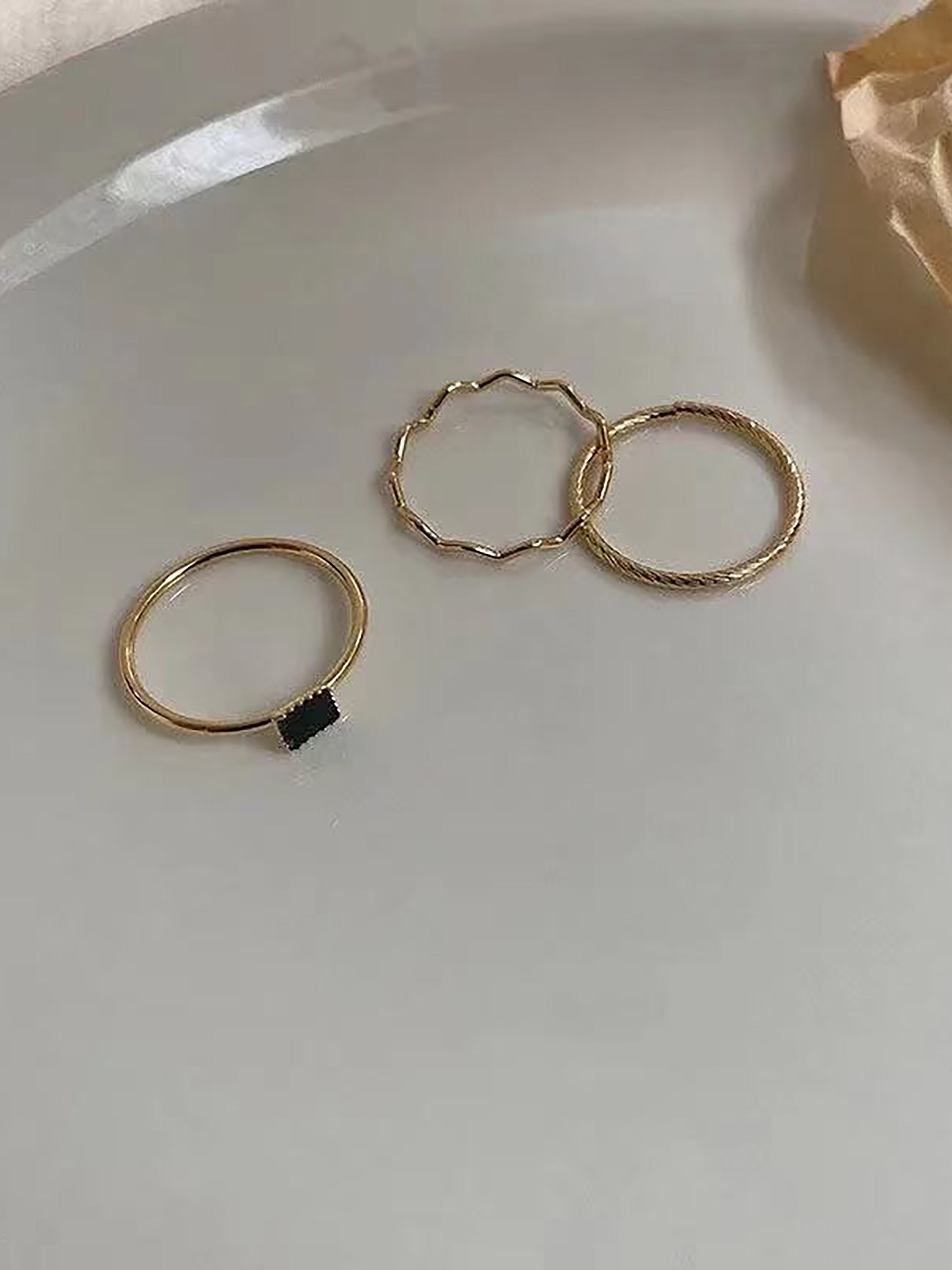 Gold Plated Stackable Rings Set