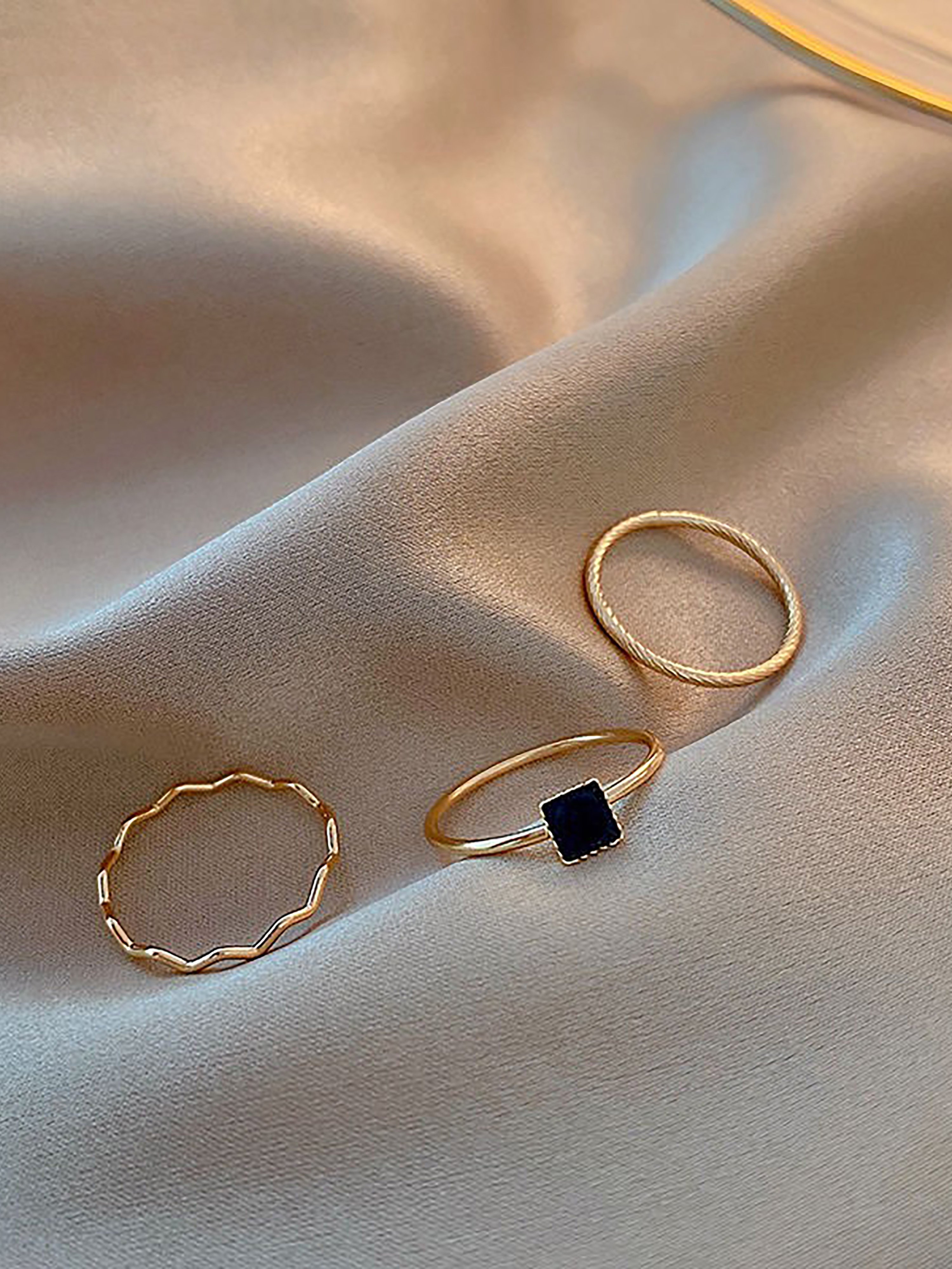 Gold Plated Stackable Rings Set