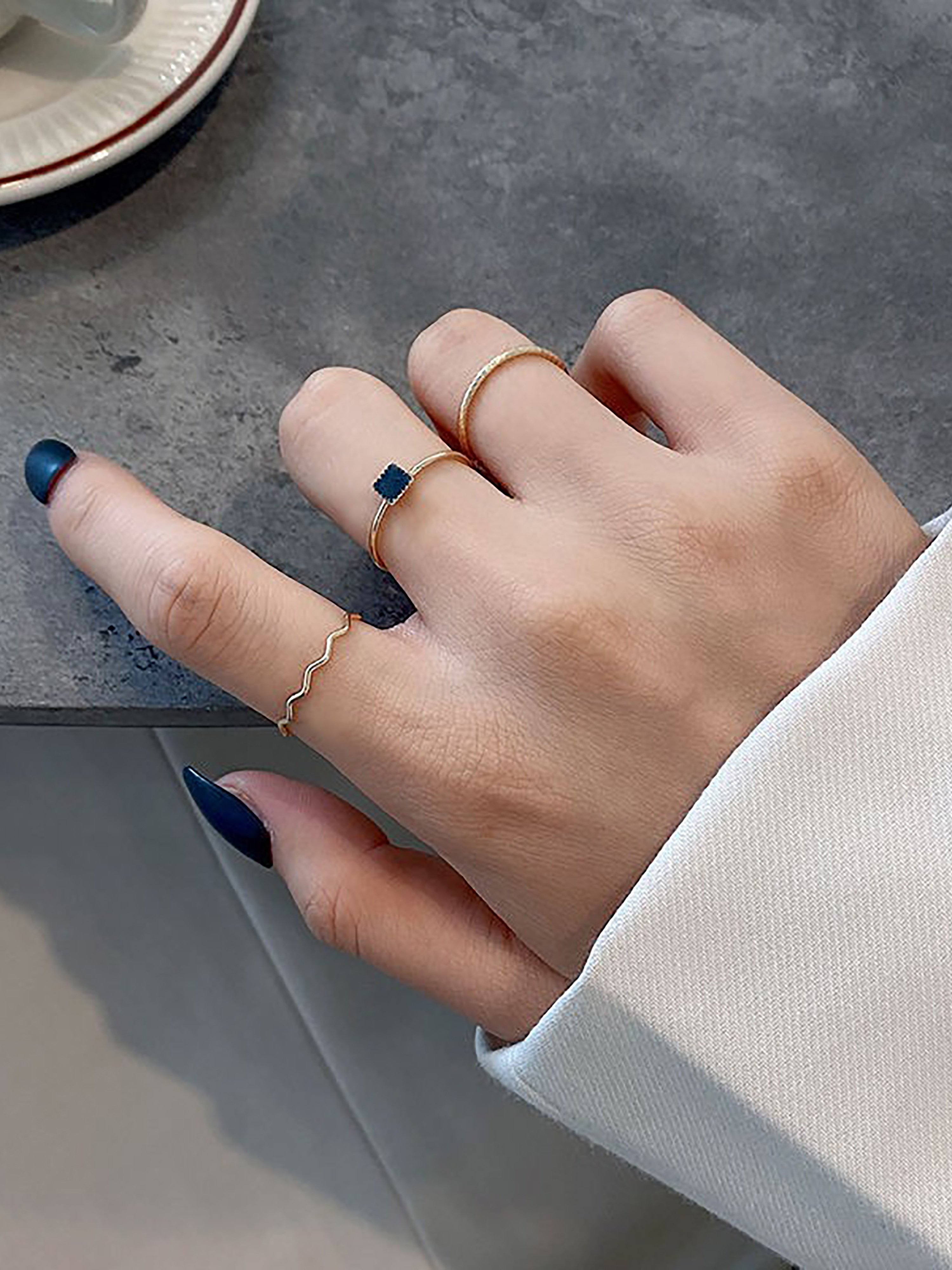 Gold Plated Stackable Rings Set