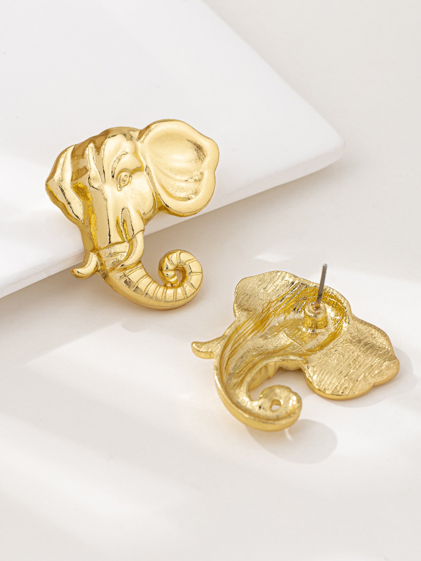 Gold Elephant Drop Earrings - Casual Everyday Jewelry.