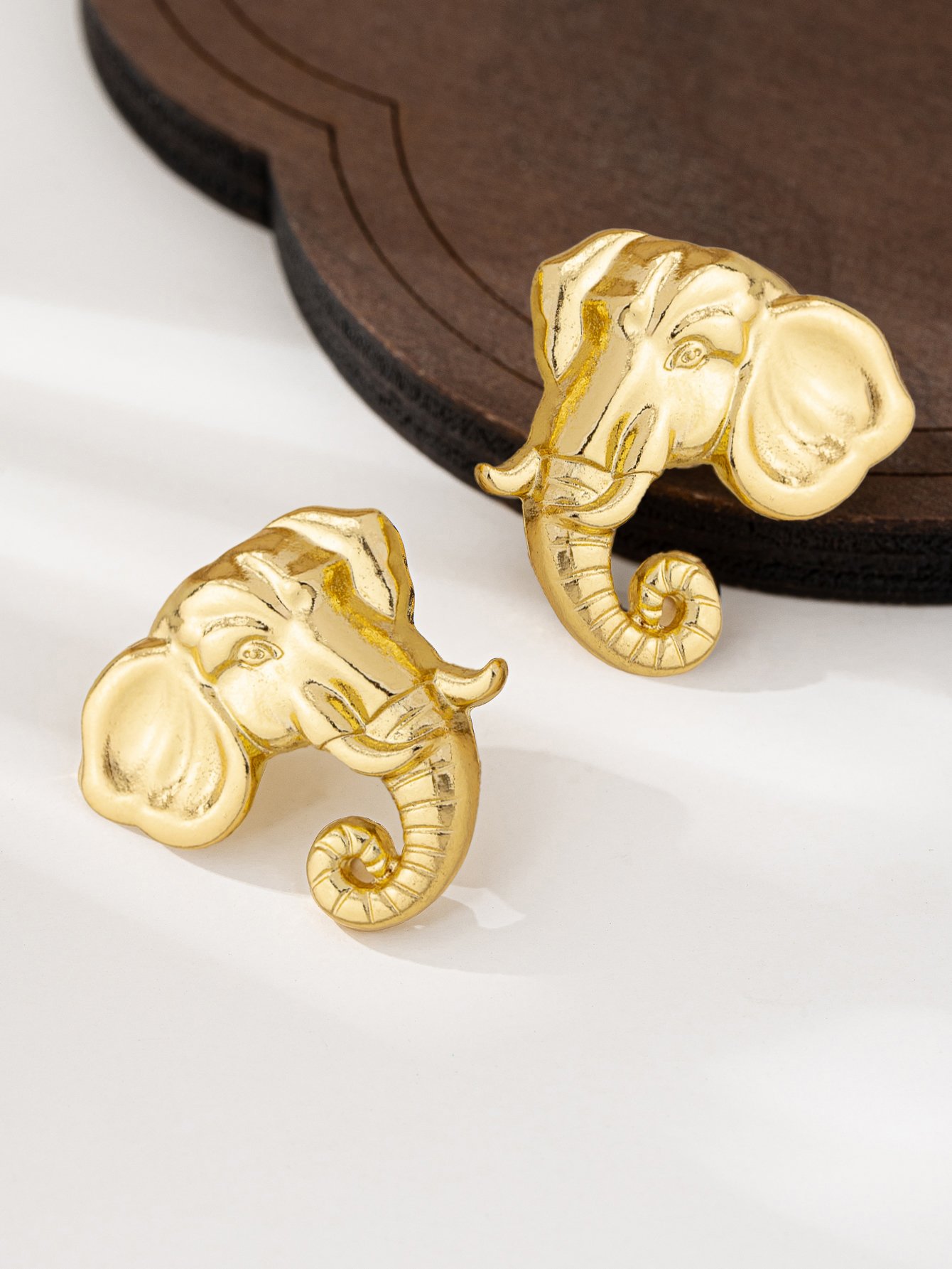 Gold Elephant Drop Earrings - Casual Everyday Jewelry.