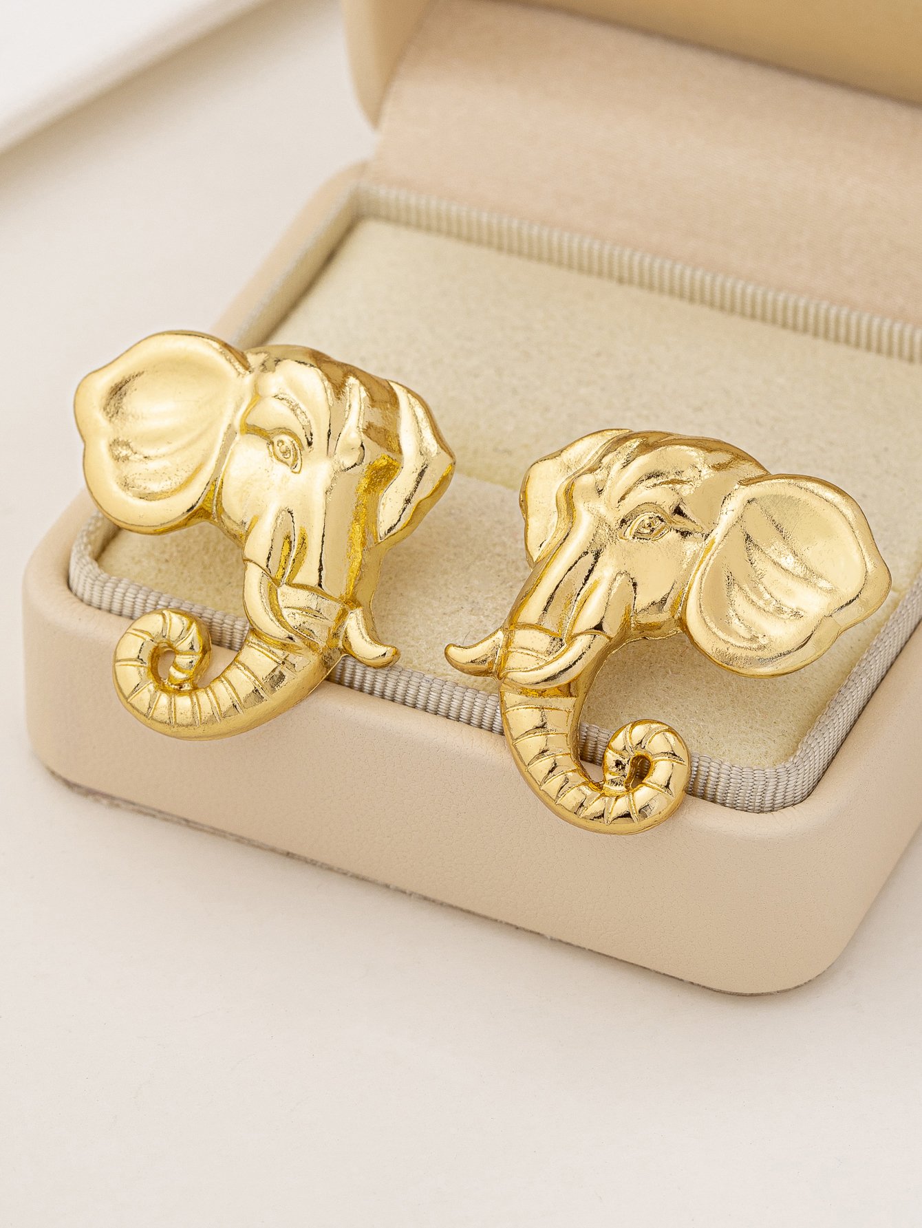 Gold Elephant Drop Earrings - Casual Everyday Jewelry.