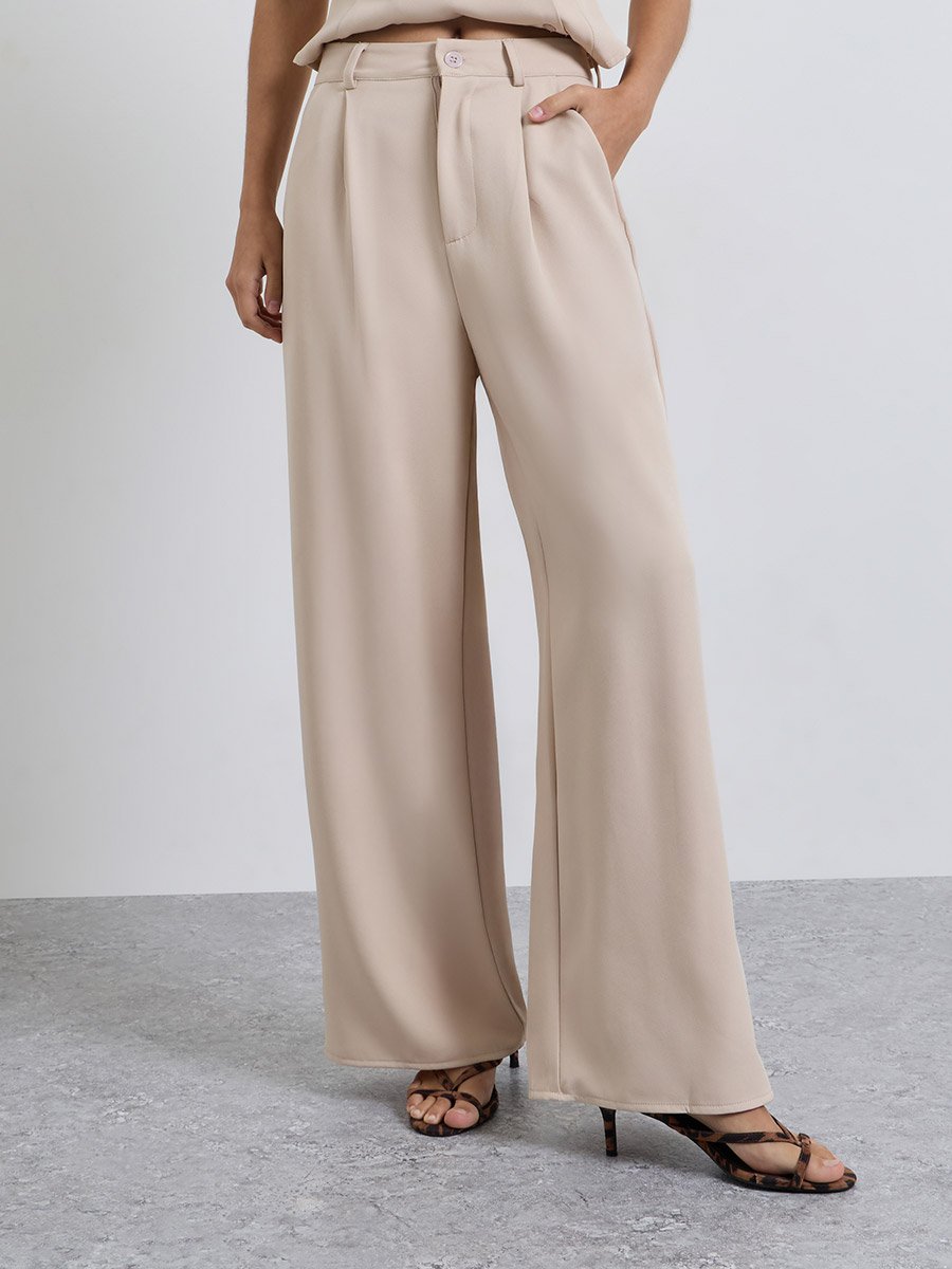 Khaki Asymmetric Button Waistcoat and Trousers Set