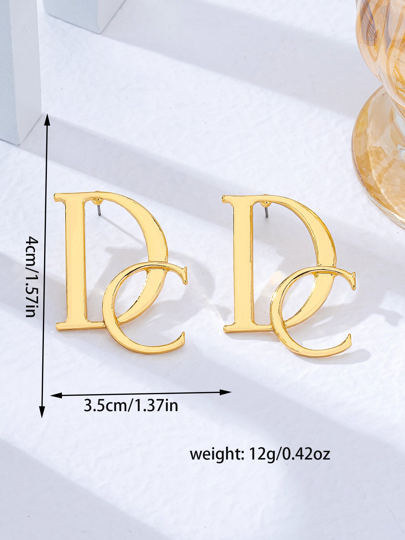 Gold DC Letter Drop Earrings - Casual Danglers.