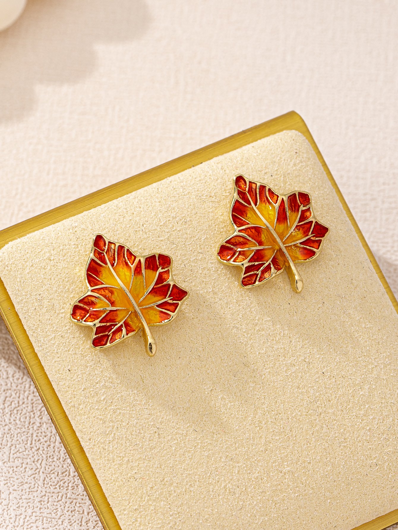 Autumn Leaf Stud Earrings - Multi-Color Casual Jewelry.