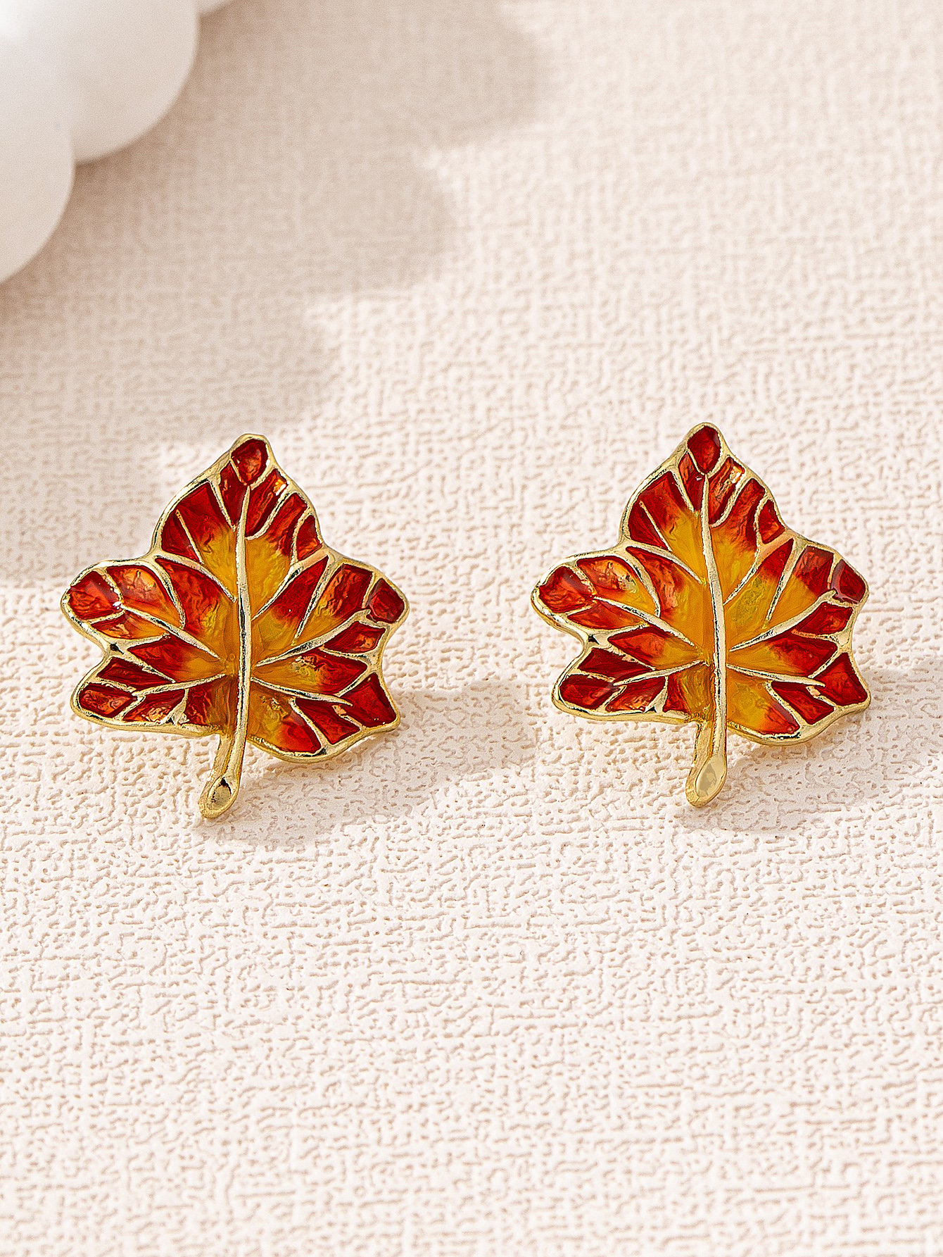 Autumn Leaf Stud Earrings - Multi-Color Casual Jewelry.