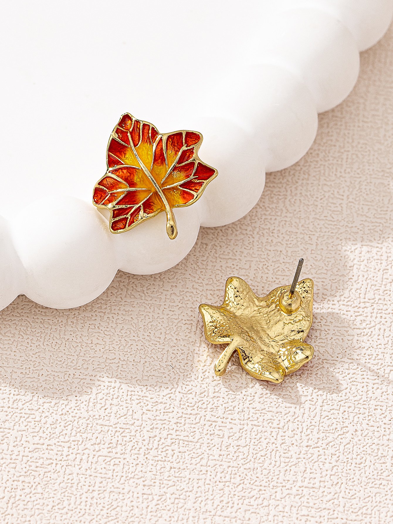 Autumn Leaf Stud Earrings - Multi-Color Casual Jewelry.