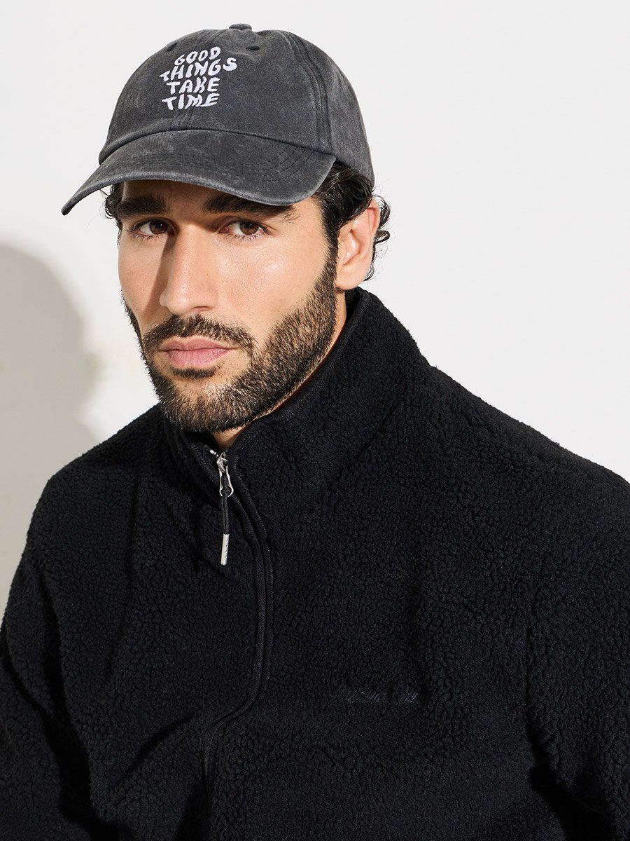 Charcoal Slogan Embroidered Baseball Cap