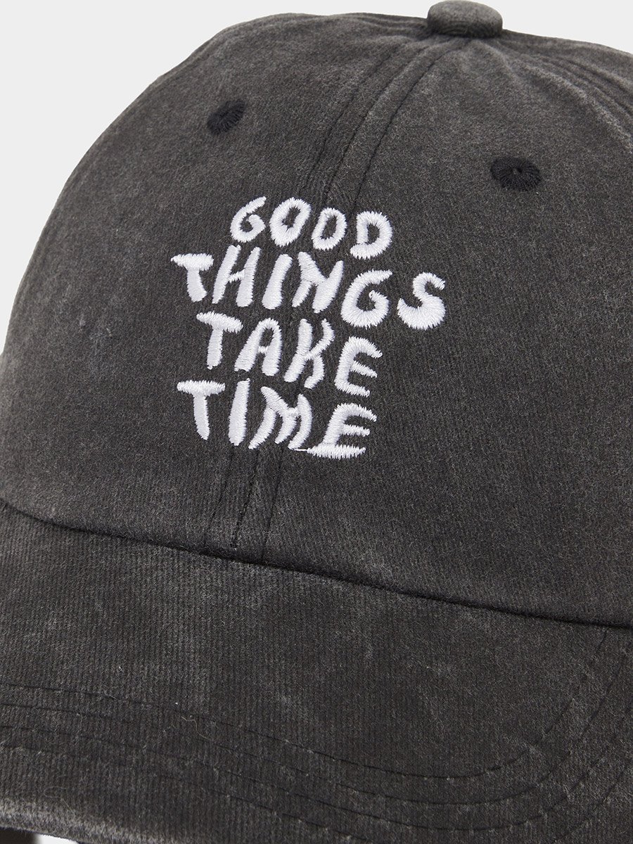 Charcoal Slogan Embroidered Baseball Cap