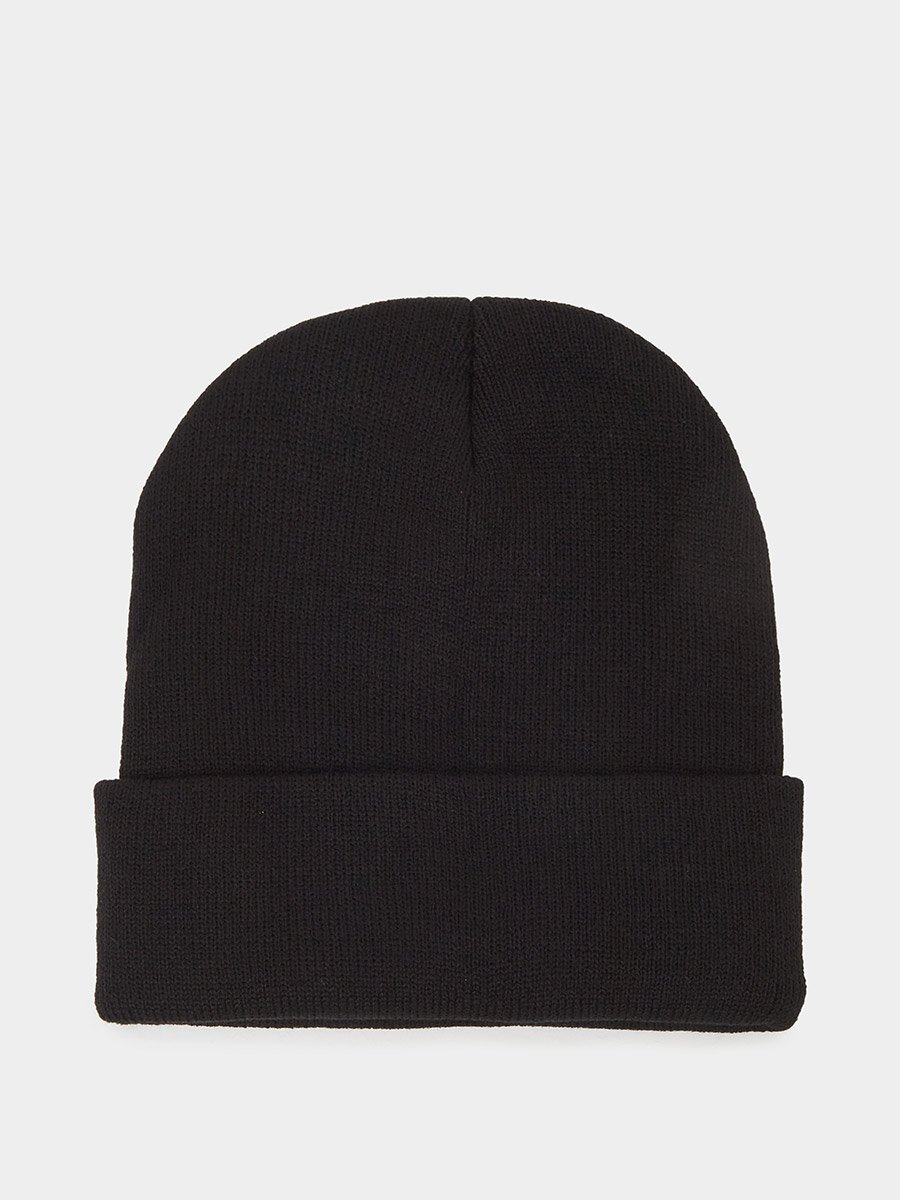 Black Embroidered Cotton Beanie