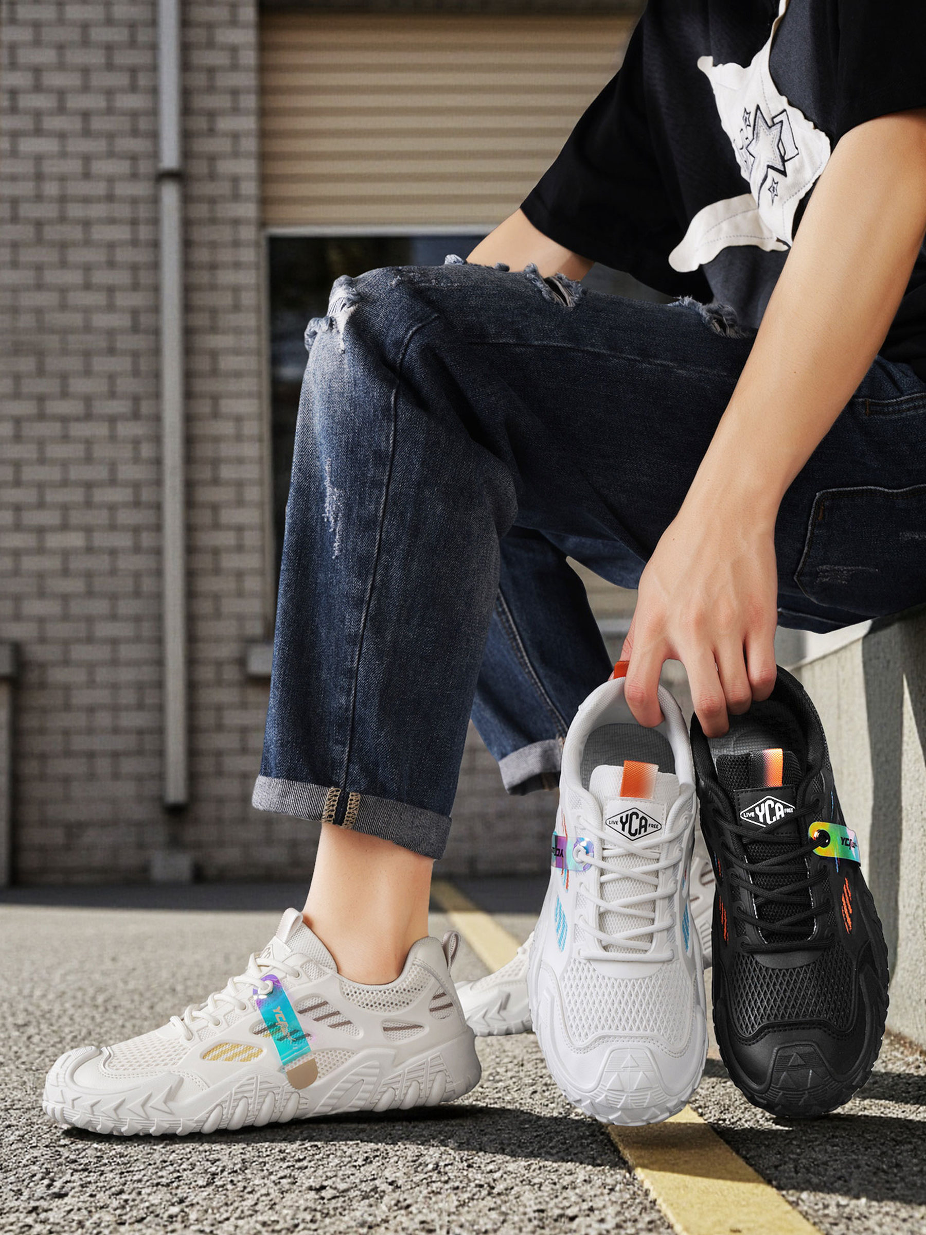 Men Mesh Lace-Up Casual Sneakers