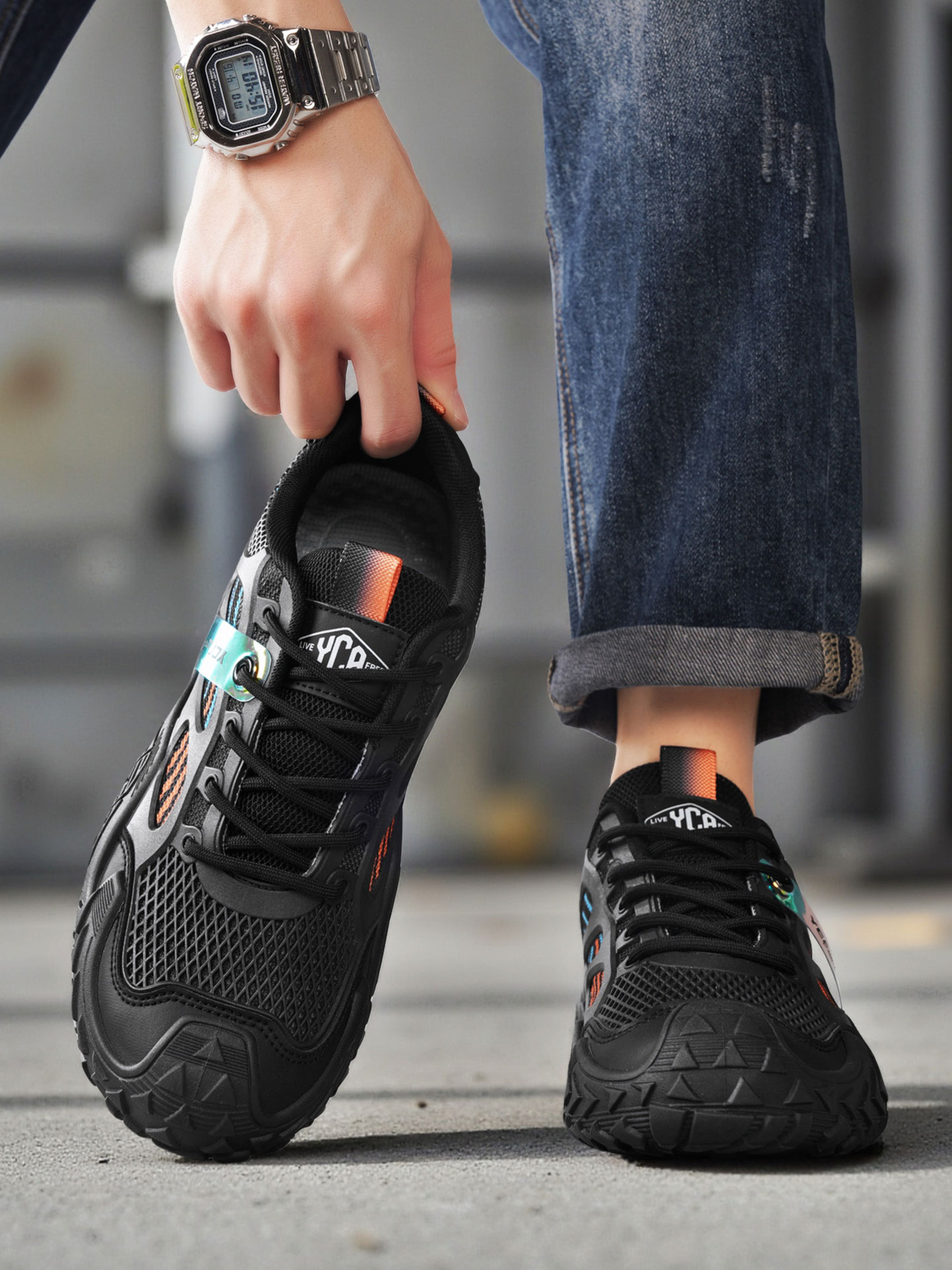 Men Mesh Lace-Up Casual Sneakers