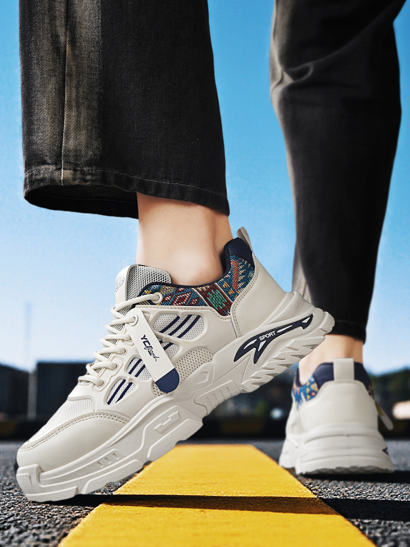 Men Breathable Mesh Chunky Sneakers