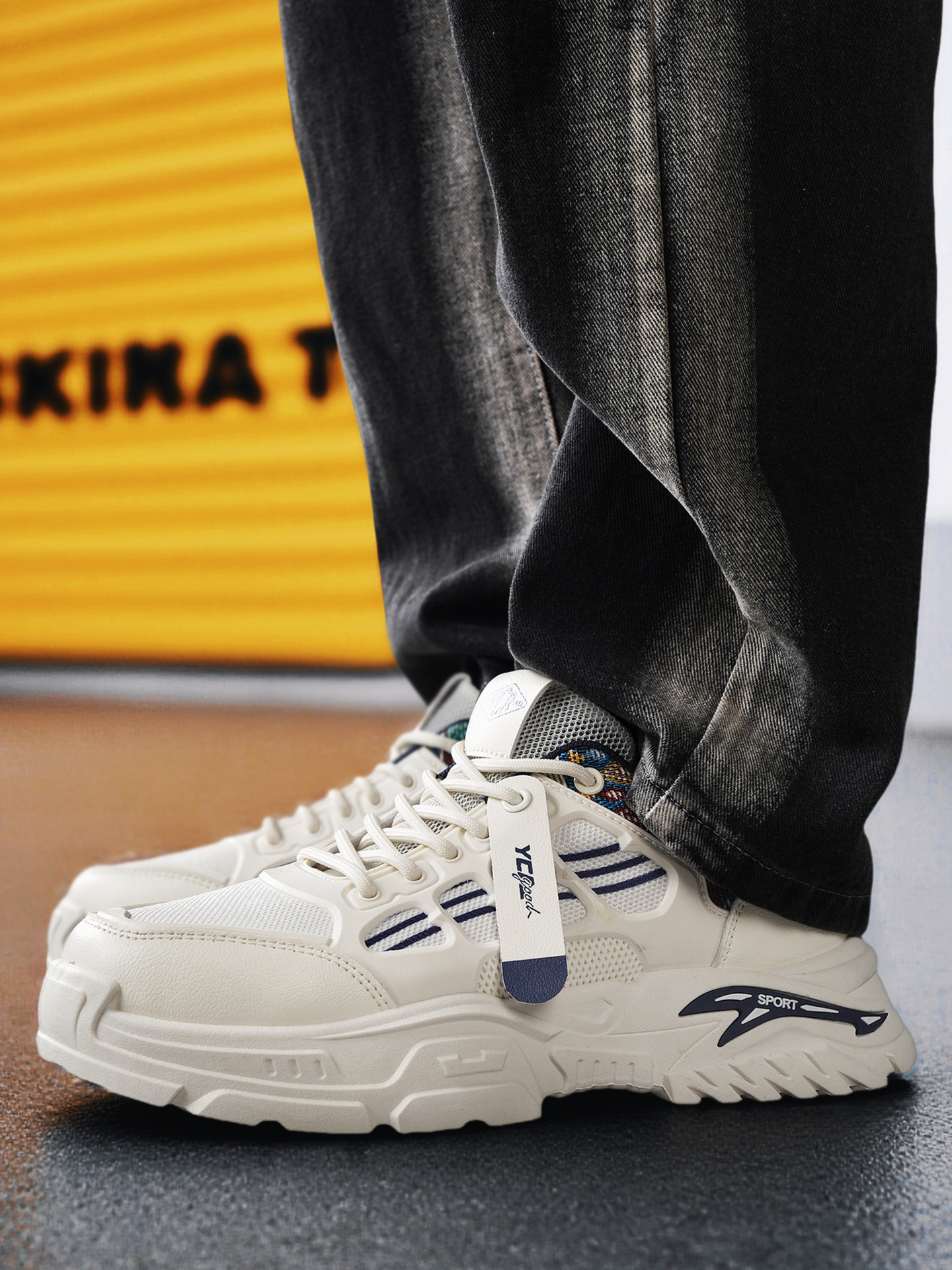 Men Breathable Mesh Chunky Sneakers