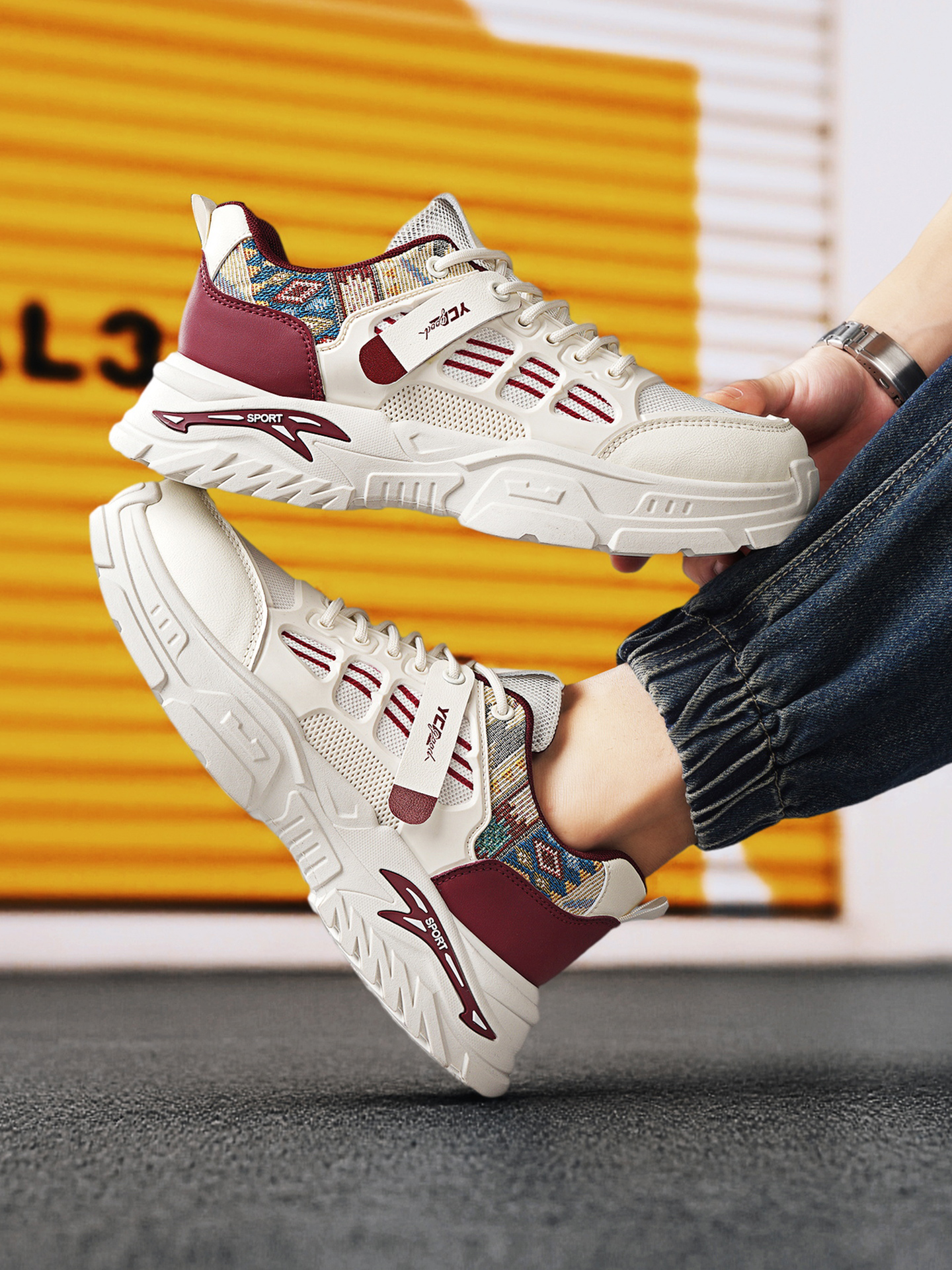 Men Breathable Mesh Chunky Sneakers