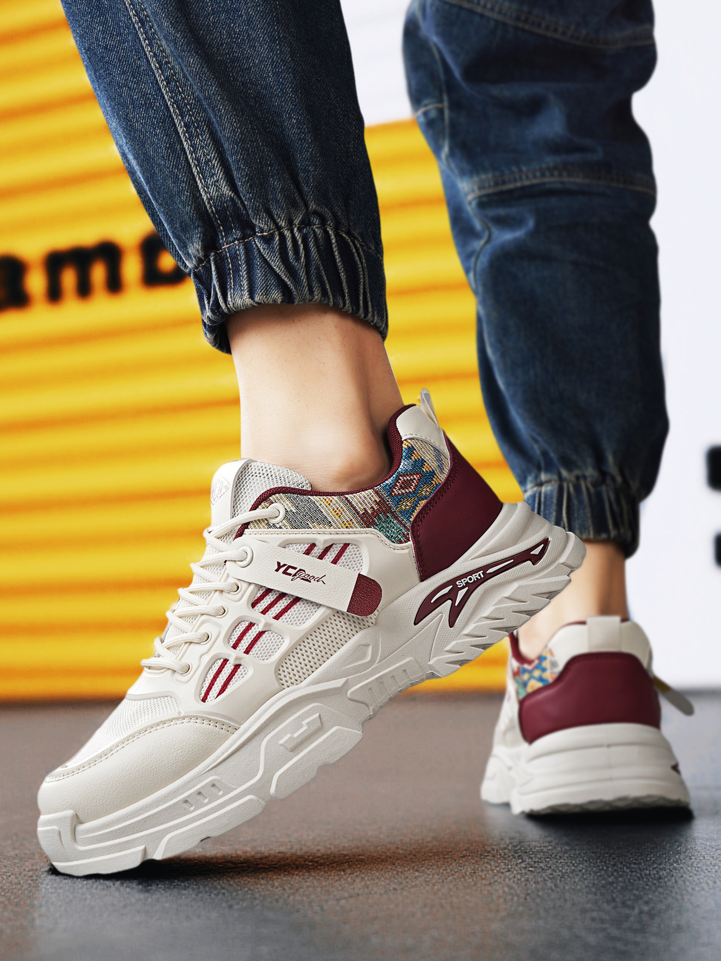 Men Breathable Mesh Chunky Sneakers