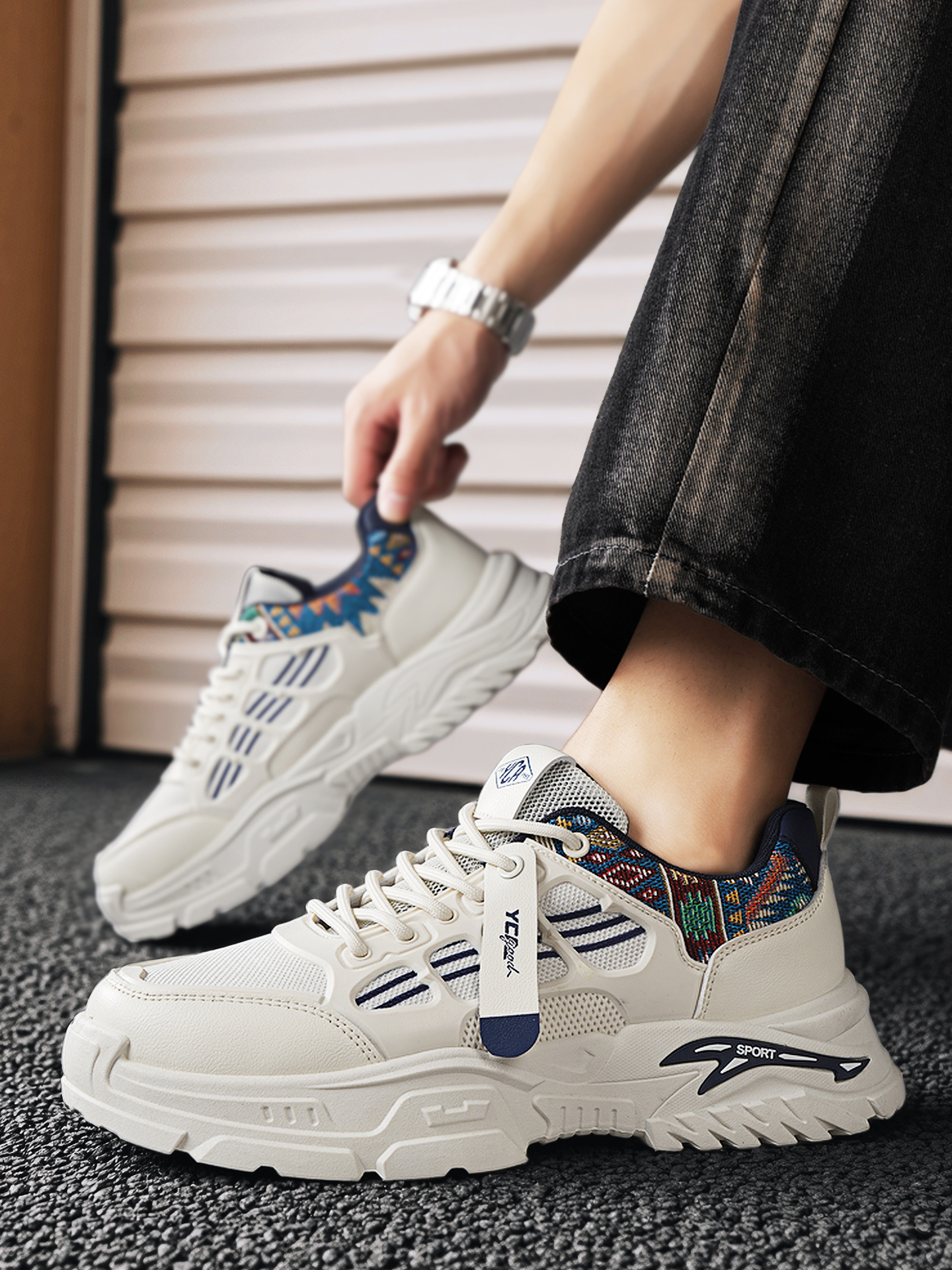Men Breathable Mesh Chunky Sneakers