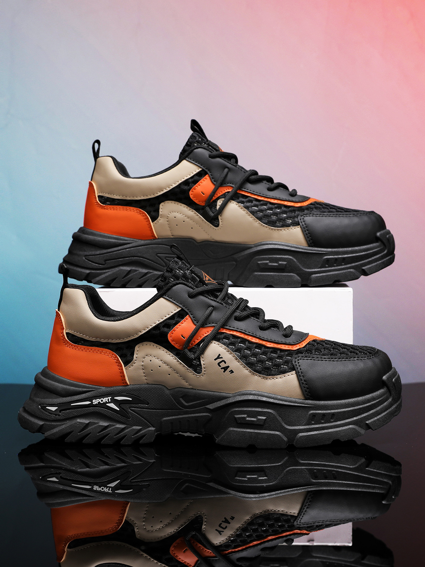 Men Breathable Mesh Chunky Sneakers