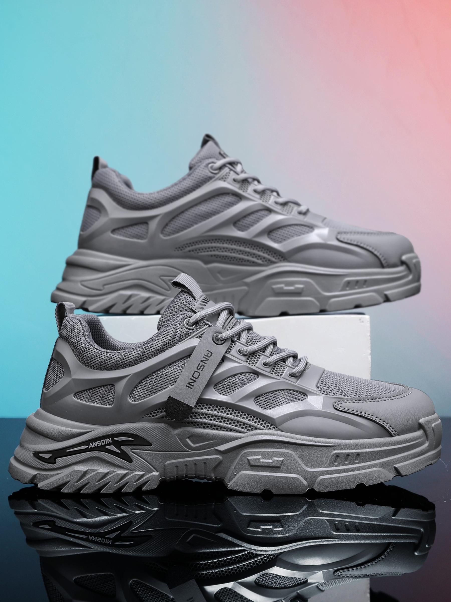 Men Mesh Lace-Up Sports Sneakers