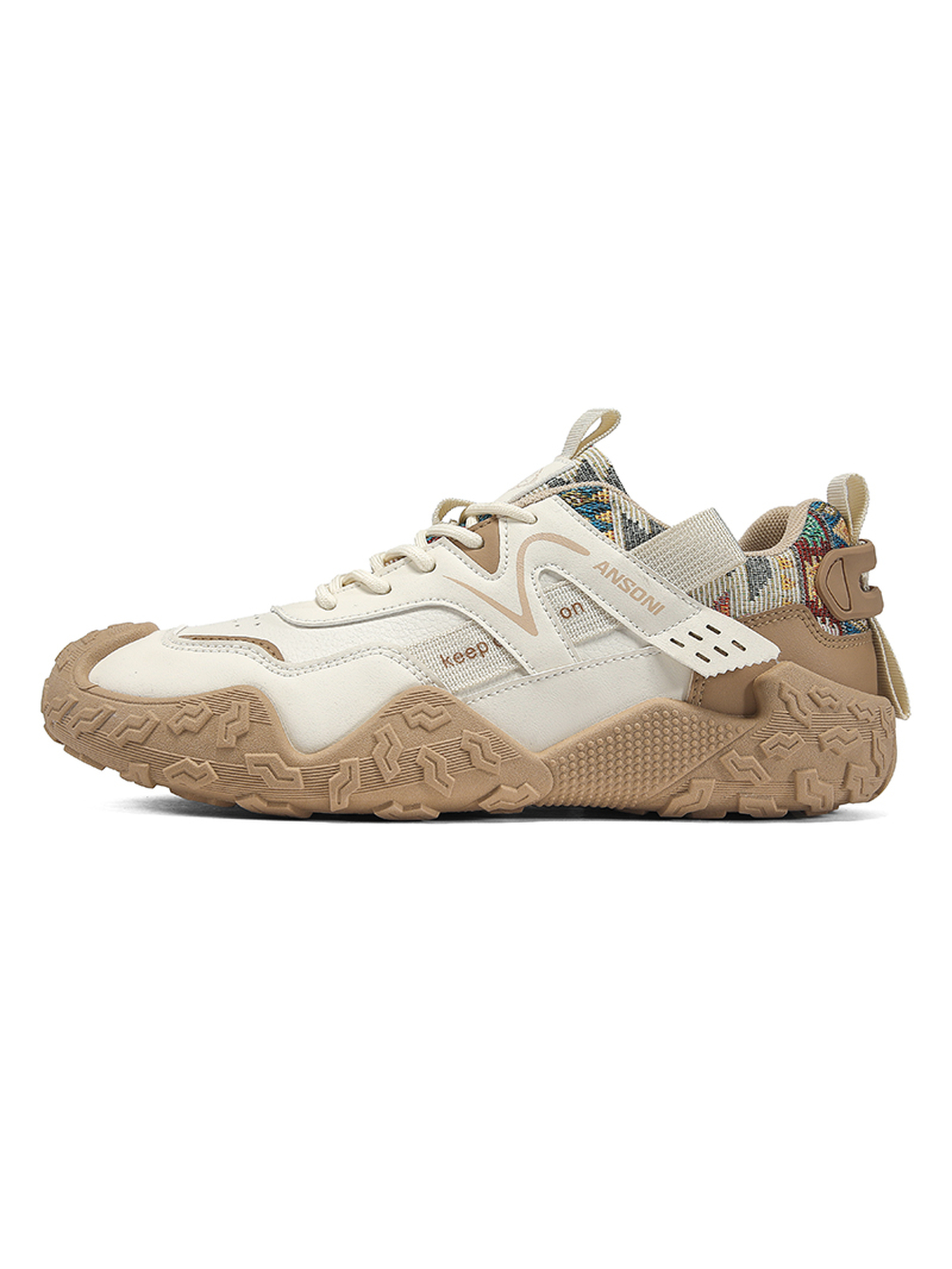 Khaki Men Sports Sneakers with Lace-Up