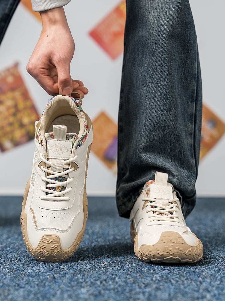 Khaki Men Sports Sneakers with Lace-Up