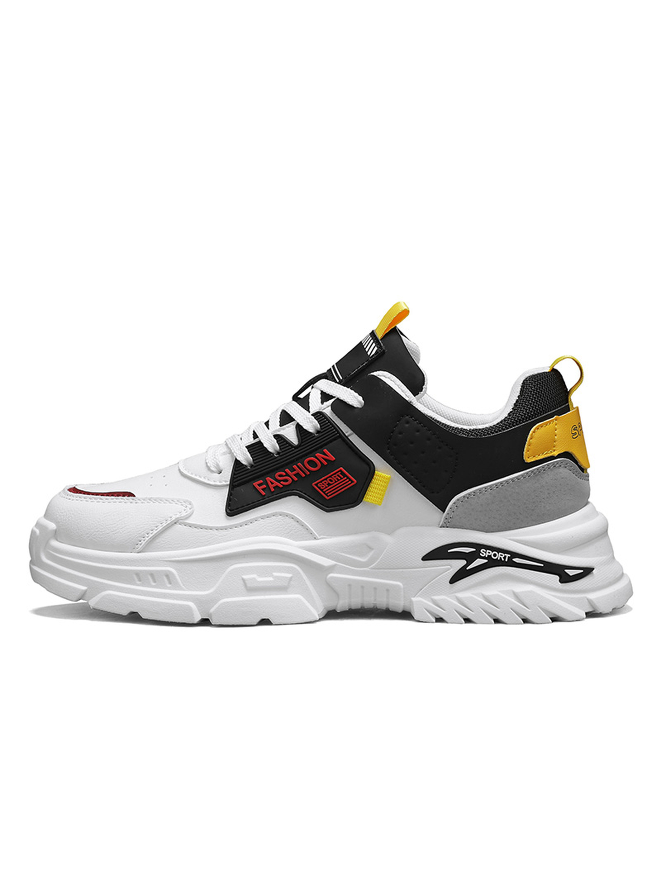 Men PU Lace-Up Sports Sneakers