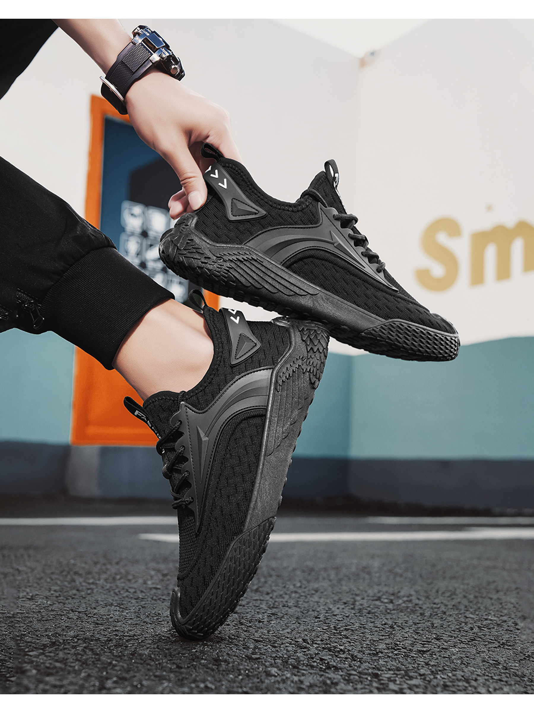 Men Flyknit Lace-Up Sports Sneakers