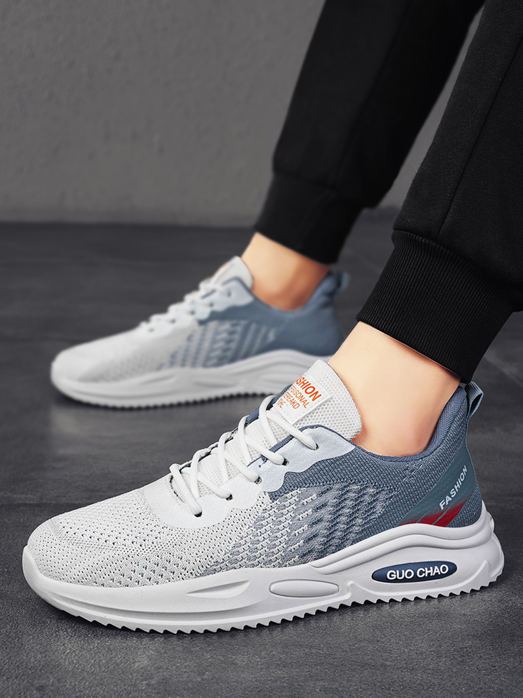 Light Blue Flyknit Sports Sneakers