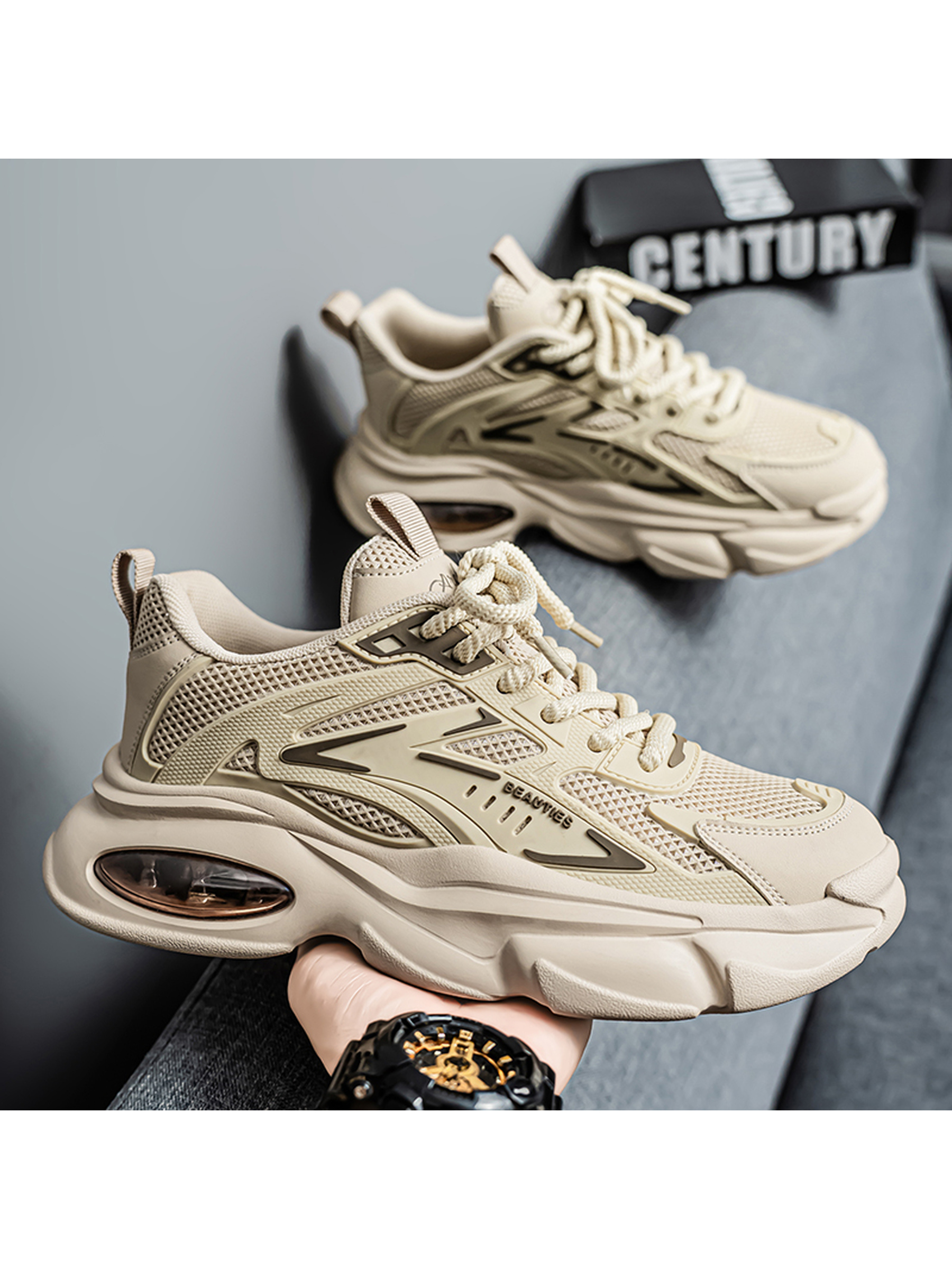 Khaki Breathable Sports Sneakers