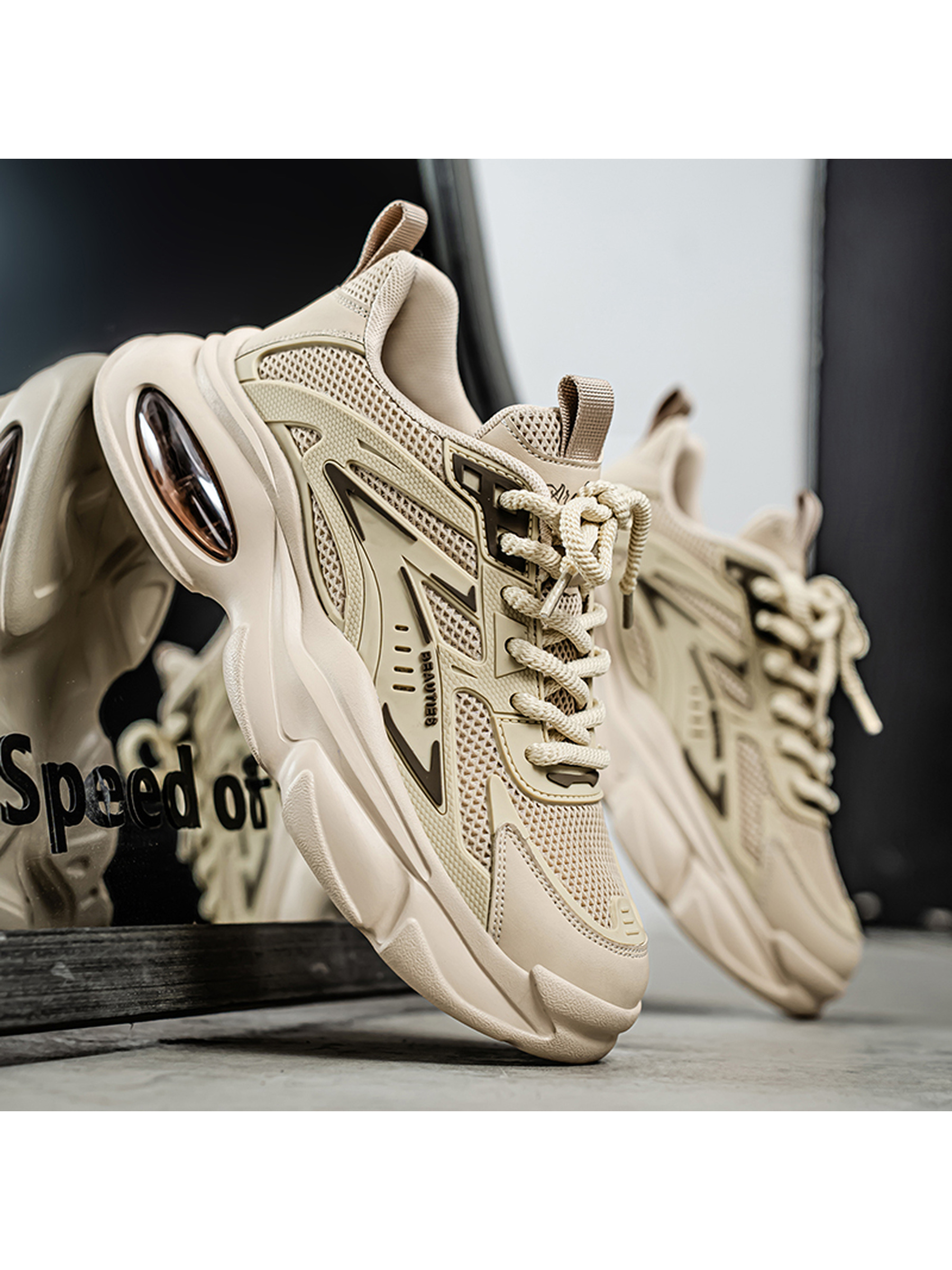 Khaki Breathable Sports Sneakers