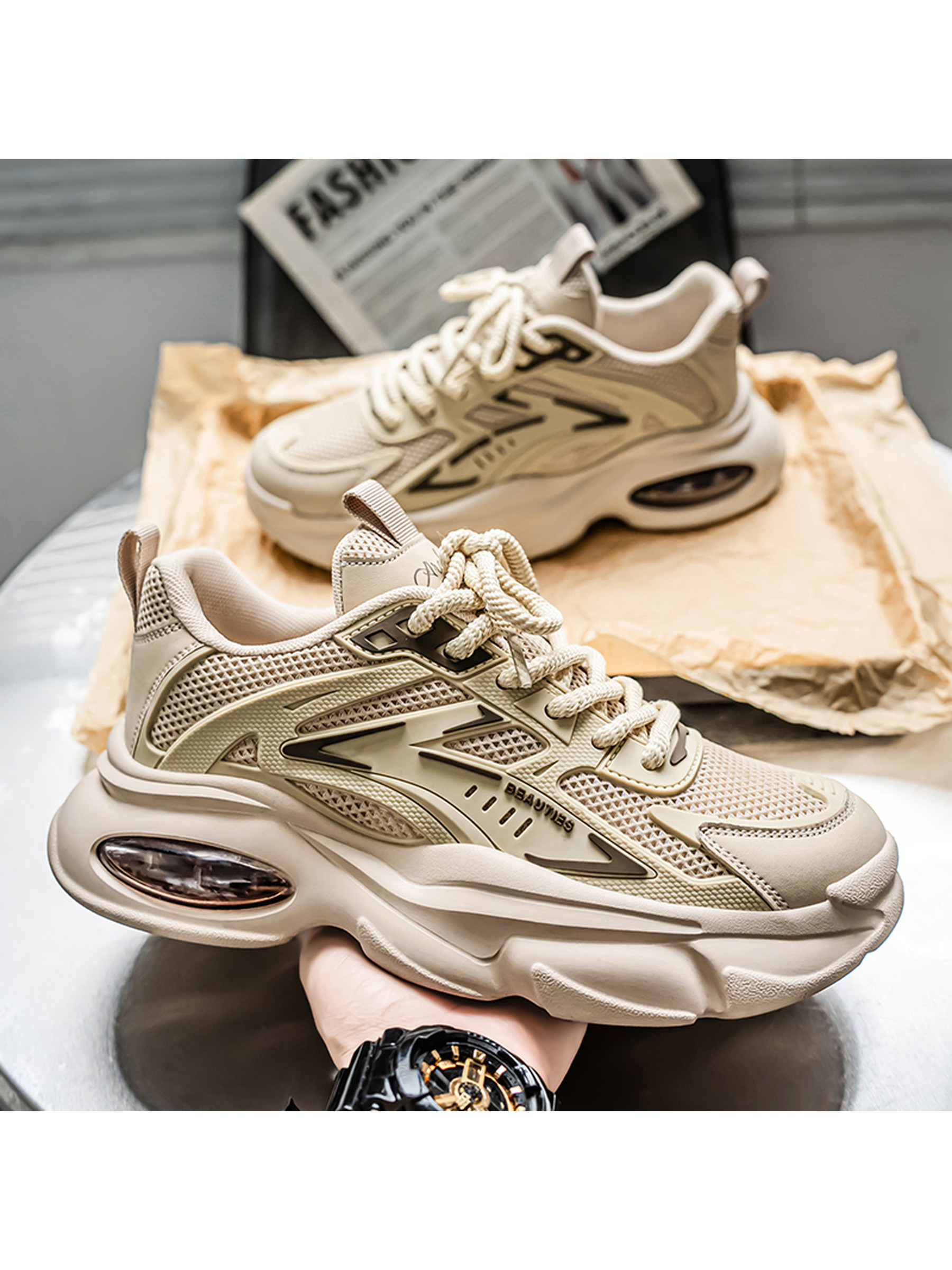 Khaki Breathable Sports Sneakers