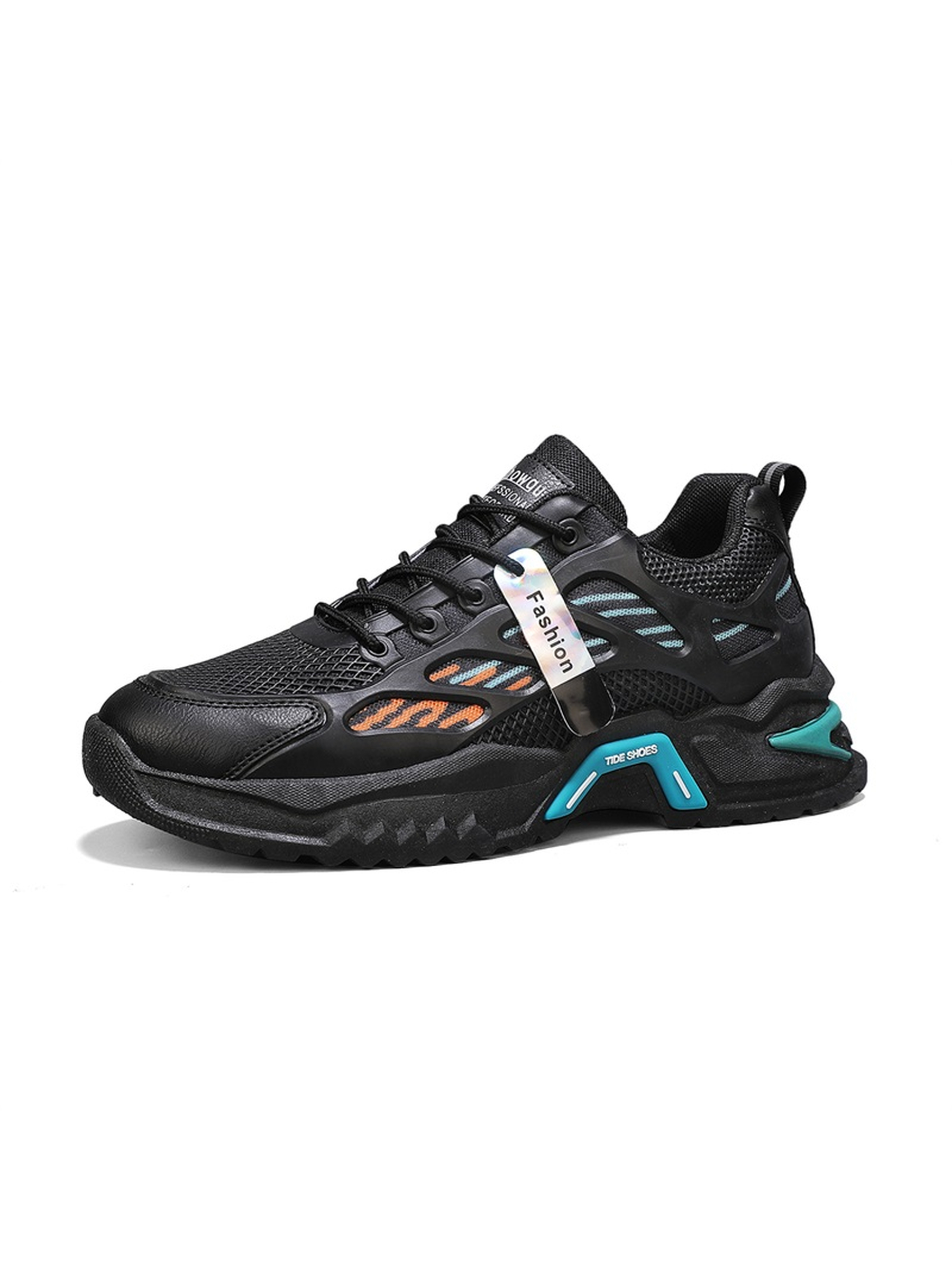 Men Colorblock Lace-Up Sports Sneakers