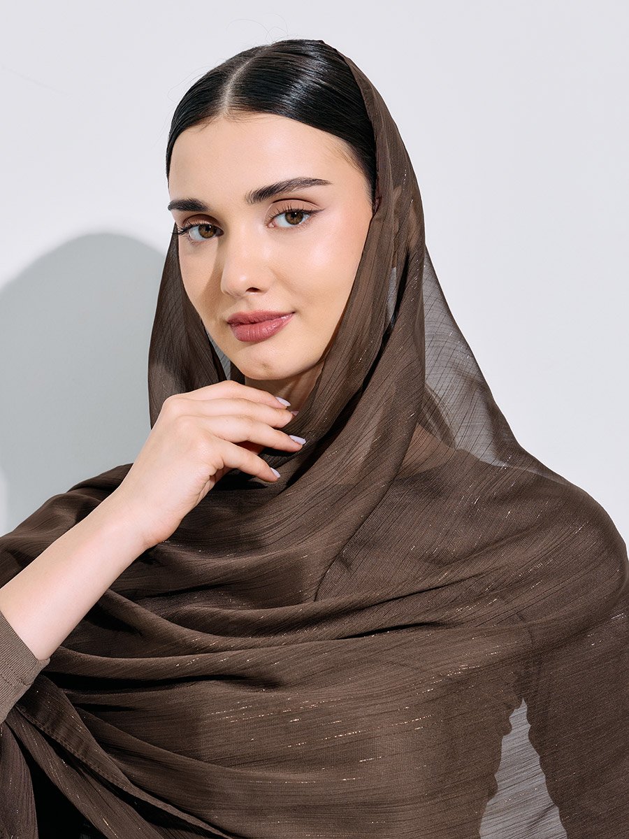 حجاب مجعد 70*175 سم بني